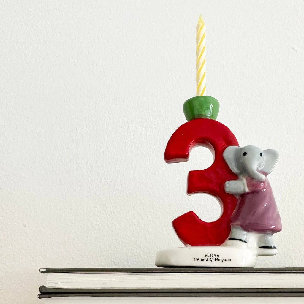 Moppet vintage decor for children's rooms: Babar the Elephant ceramic birthday candle holder