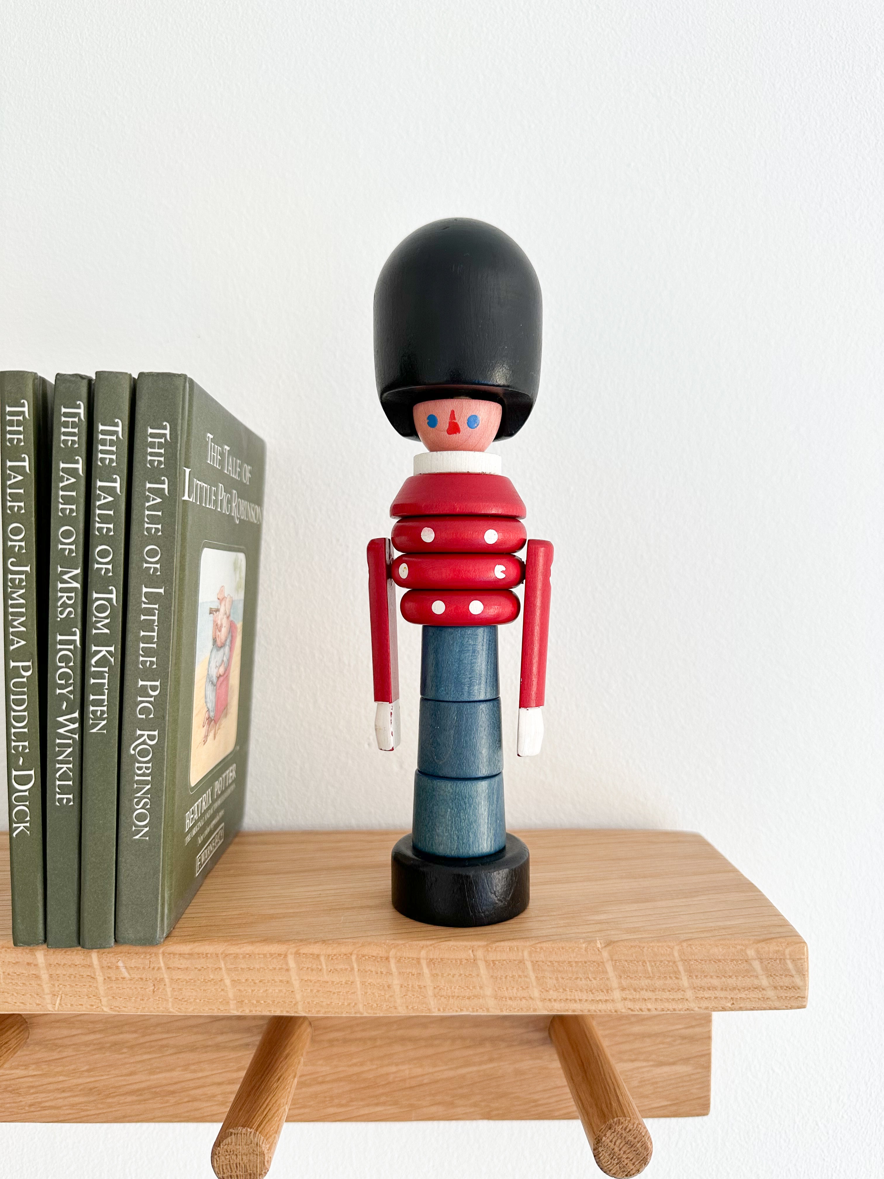 Vintage 1970s Czech wooden stacking Queen’s guard toy soldier - Moppet
