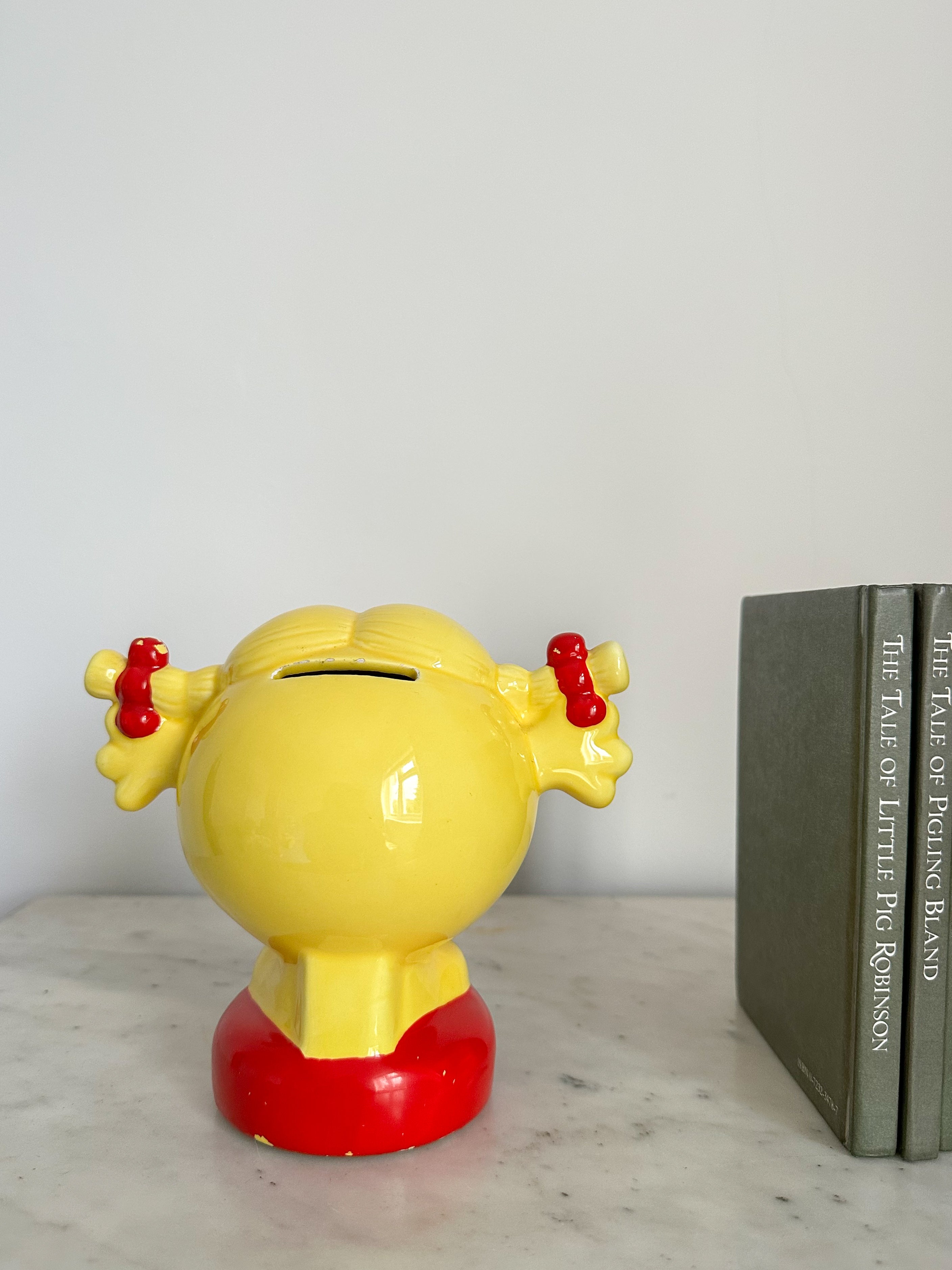 Vintage Wade ceramic collectable ‘Little Miss Sunshine’ Mr Men piggy bank or money box - Moppet