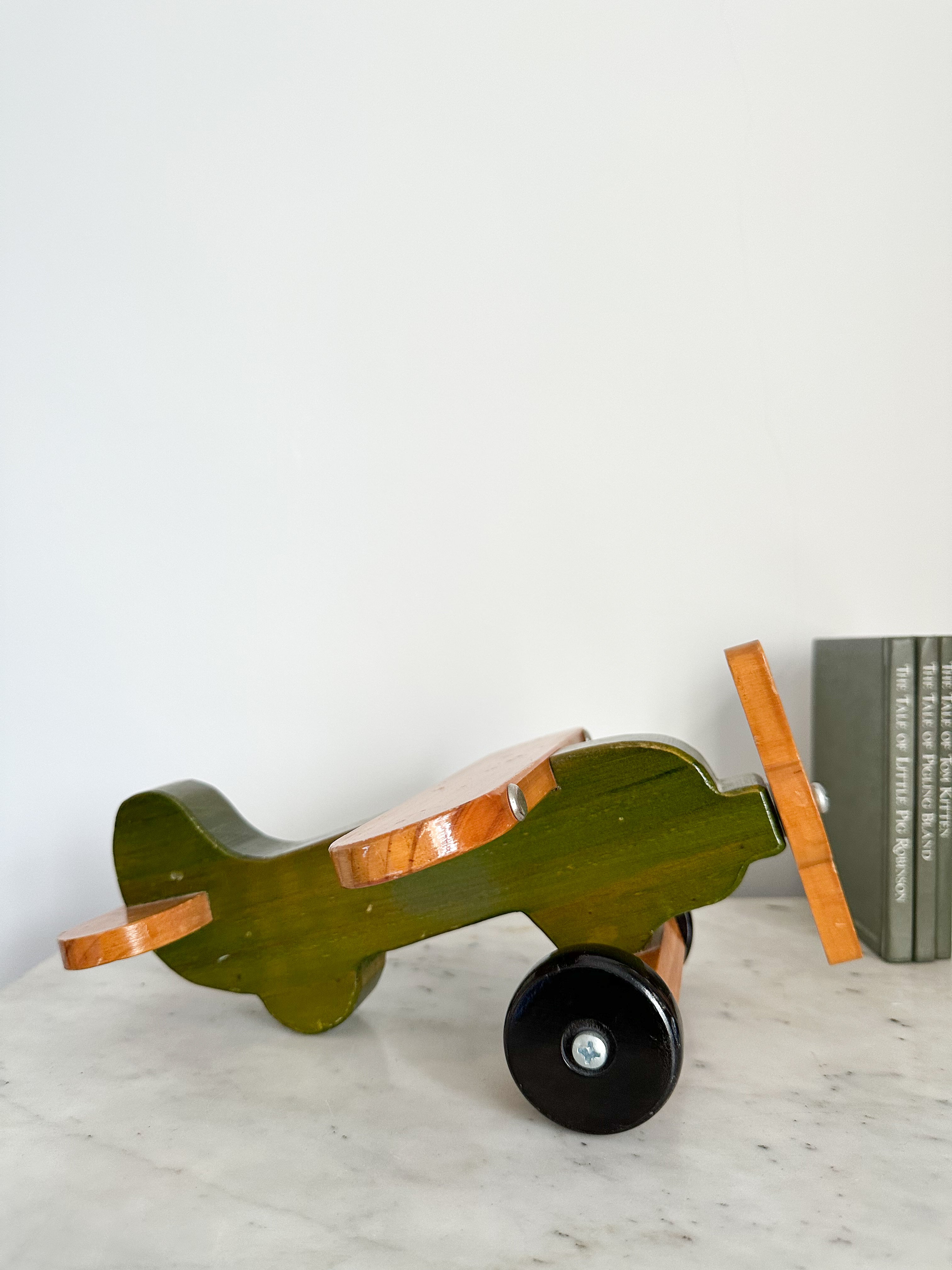 Vintage handmade wooden classic aeroplane/airplane in green - Moppet