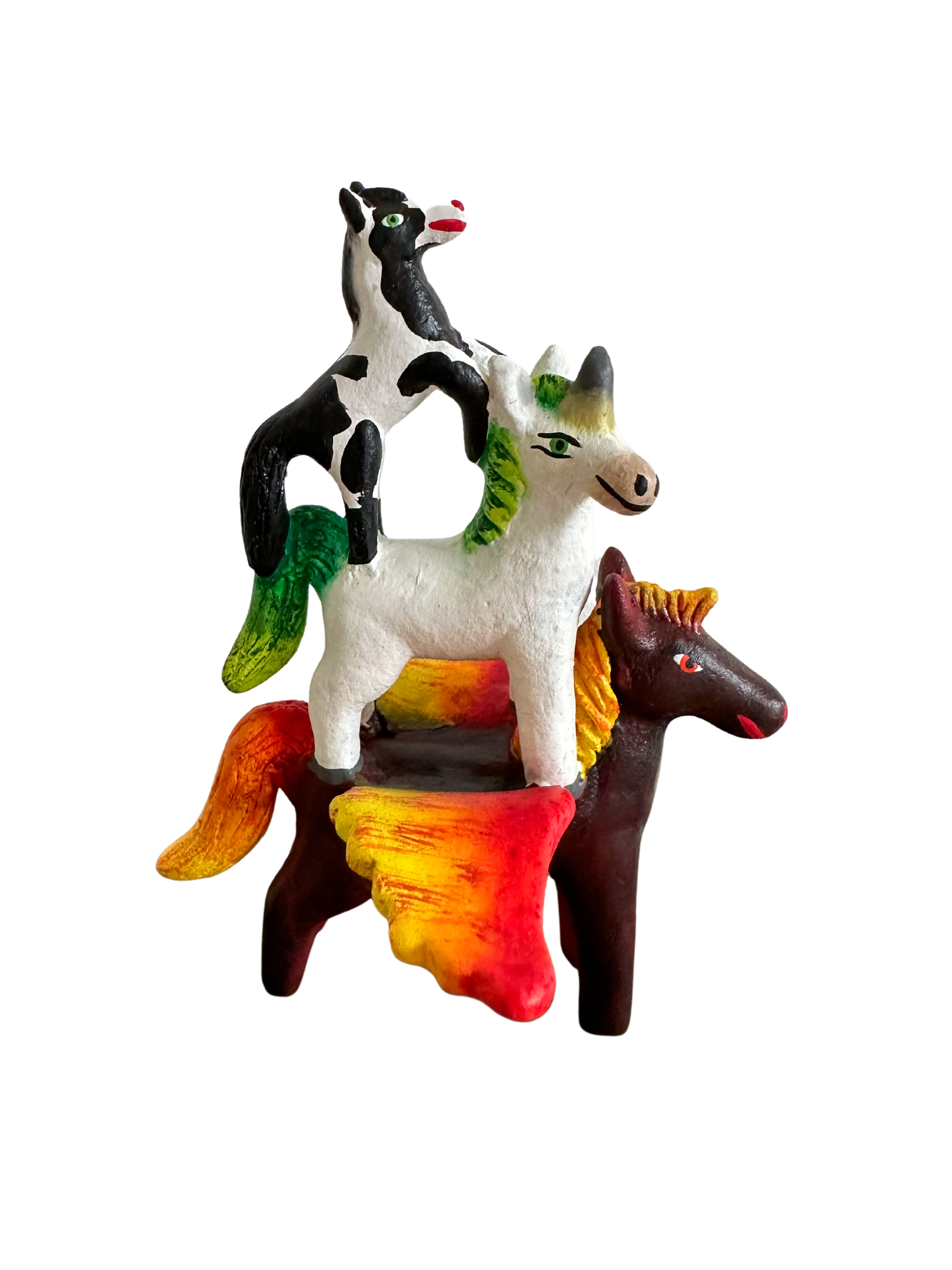 'Mexican menagerie' ceramic sculpture | Horses (Pegasus, unicorn, horse) - Moppet