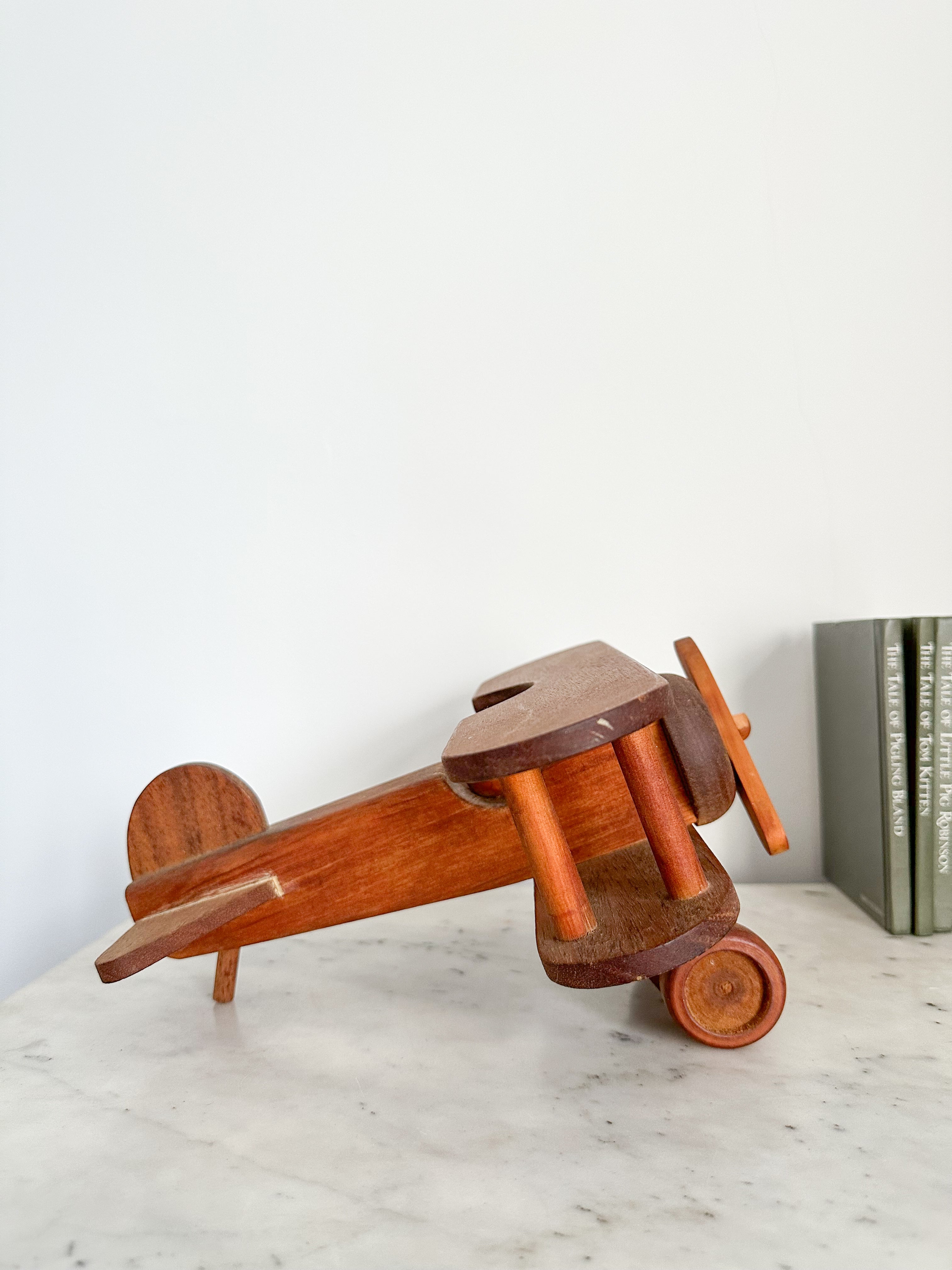 Vintage handmade wooden classic bi-plane aeroplane/airplane - Moppet