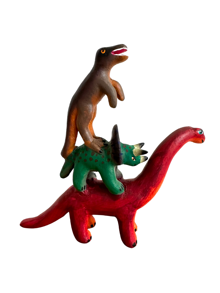 'Mexican menagerie' ceramic sculpture | Dinosaurs  (Diplodocus, Triceratops, T-Rex) - Moppet