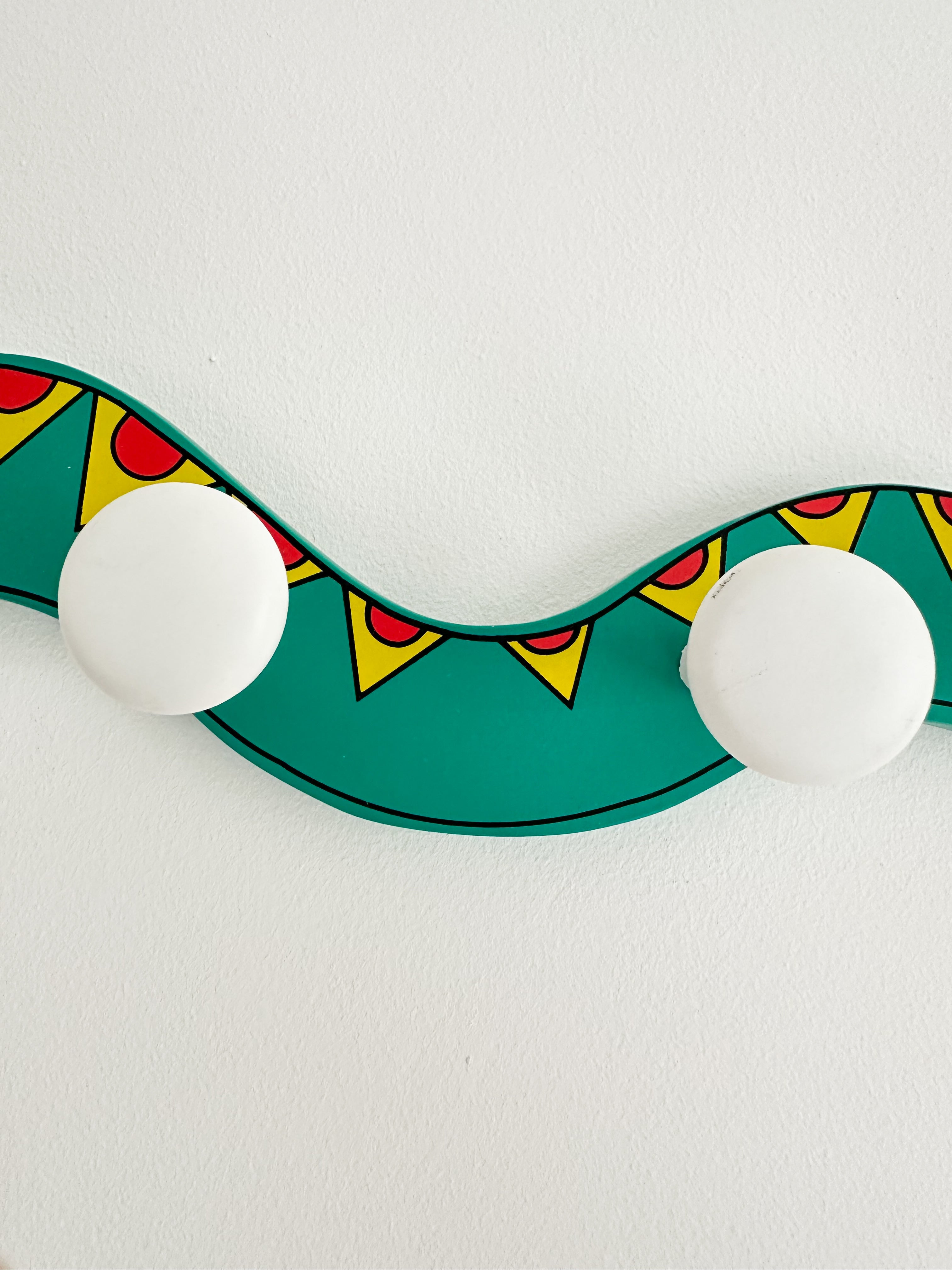 Vintage hand-painted wooden snake peg rail coat hook - Moppet