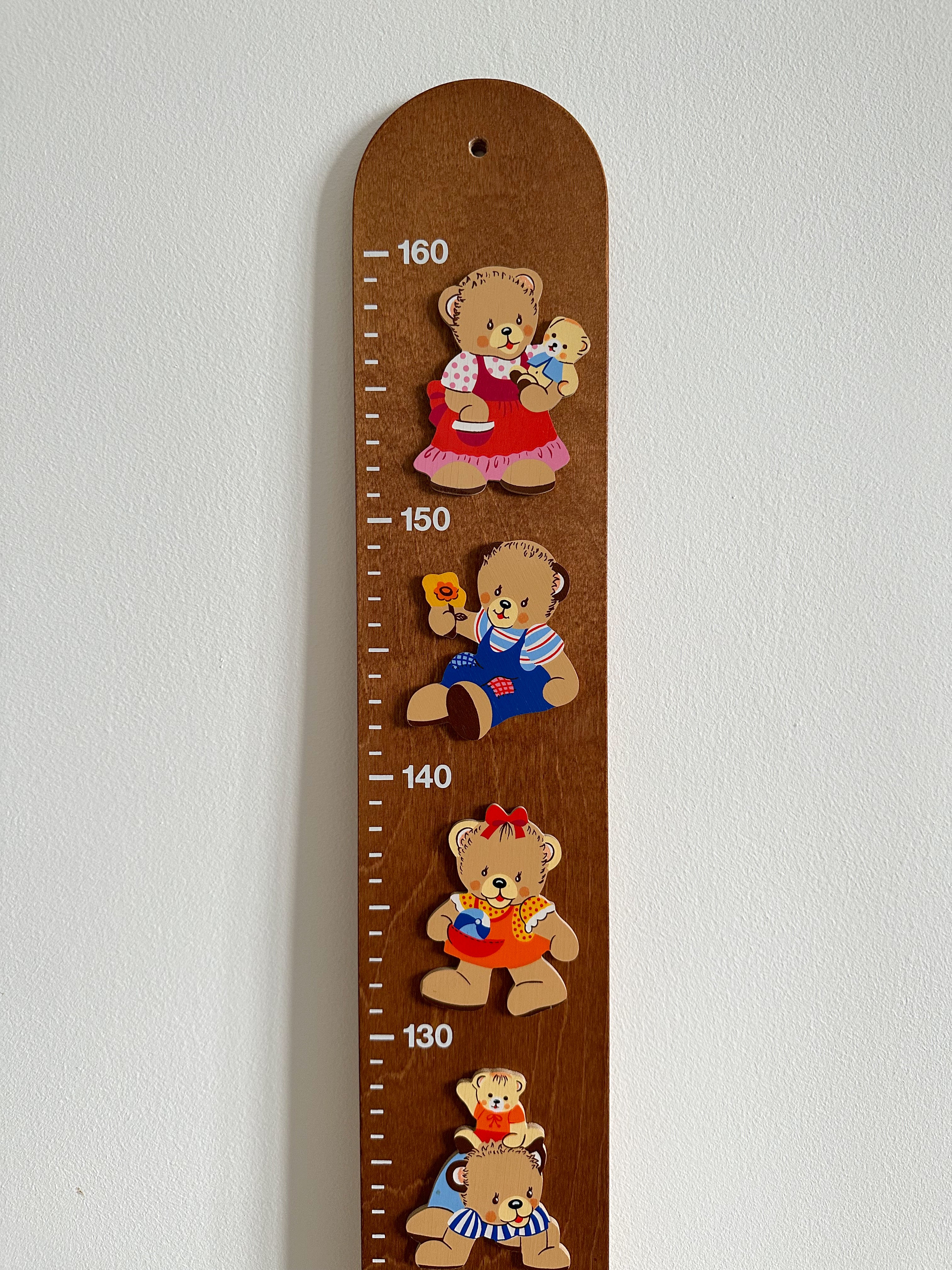 Vintage 1980s German wooden bear themed measuring stick or height chart, by Mertens Kunst - Moppet