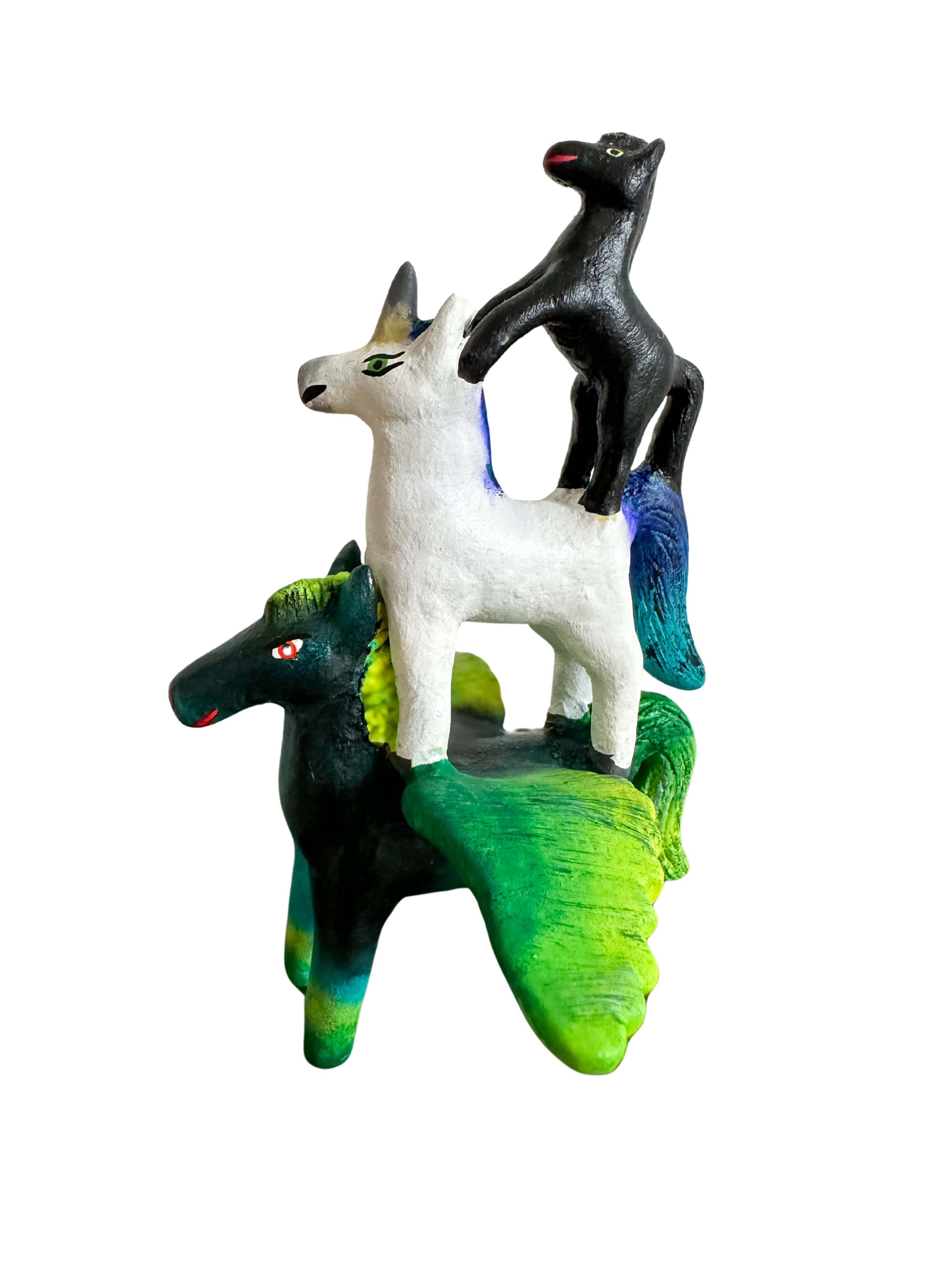 'Mexican menagerie' ceramic sculpture | Horses (Pegasus, unicorn, horse) - Moppet