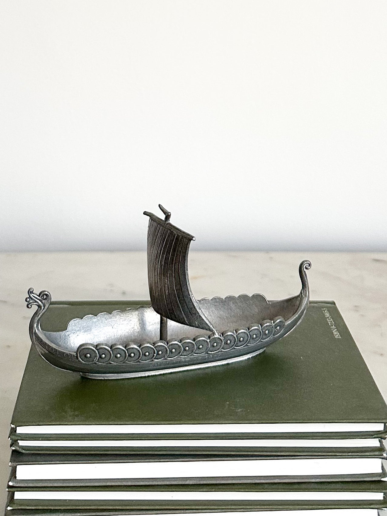 Vintage Norwegian pewter Viking ship ornametlet