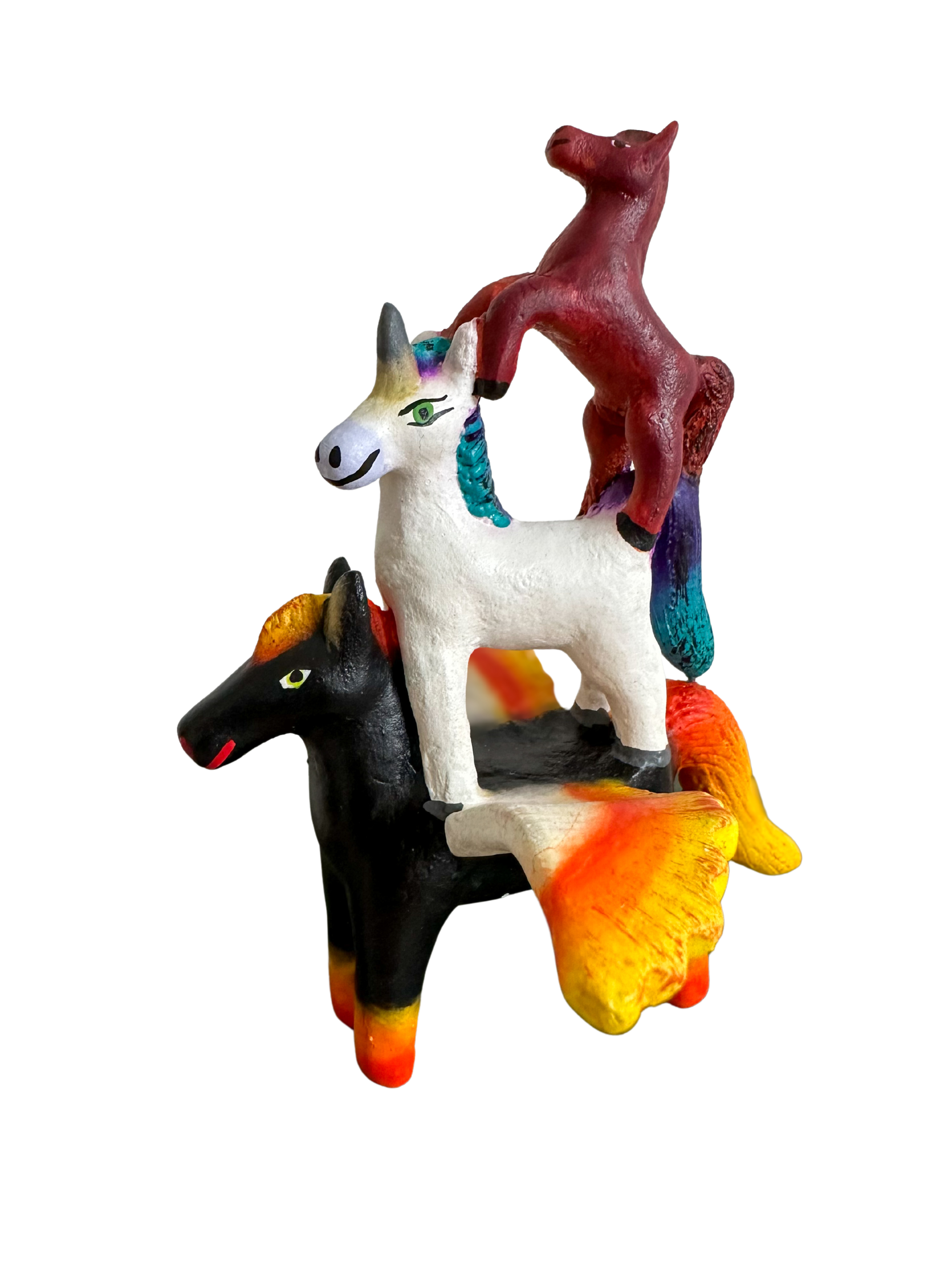 'Mexican menagerie' ceramic sculpture | Horses (Pegasus, unicorn, horse) - Moppet