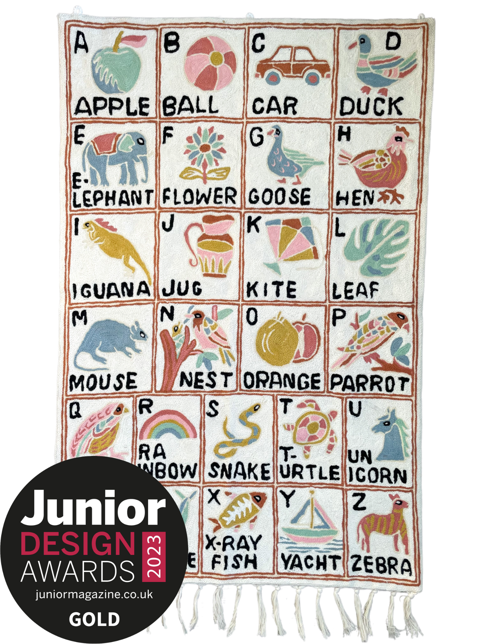 Handmade alphabet ABC crewel wall hanging tapestry | Aru - Moppet