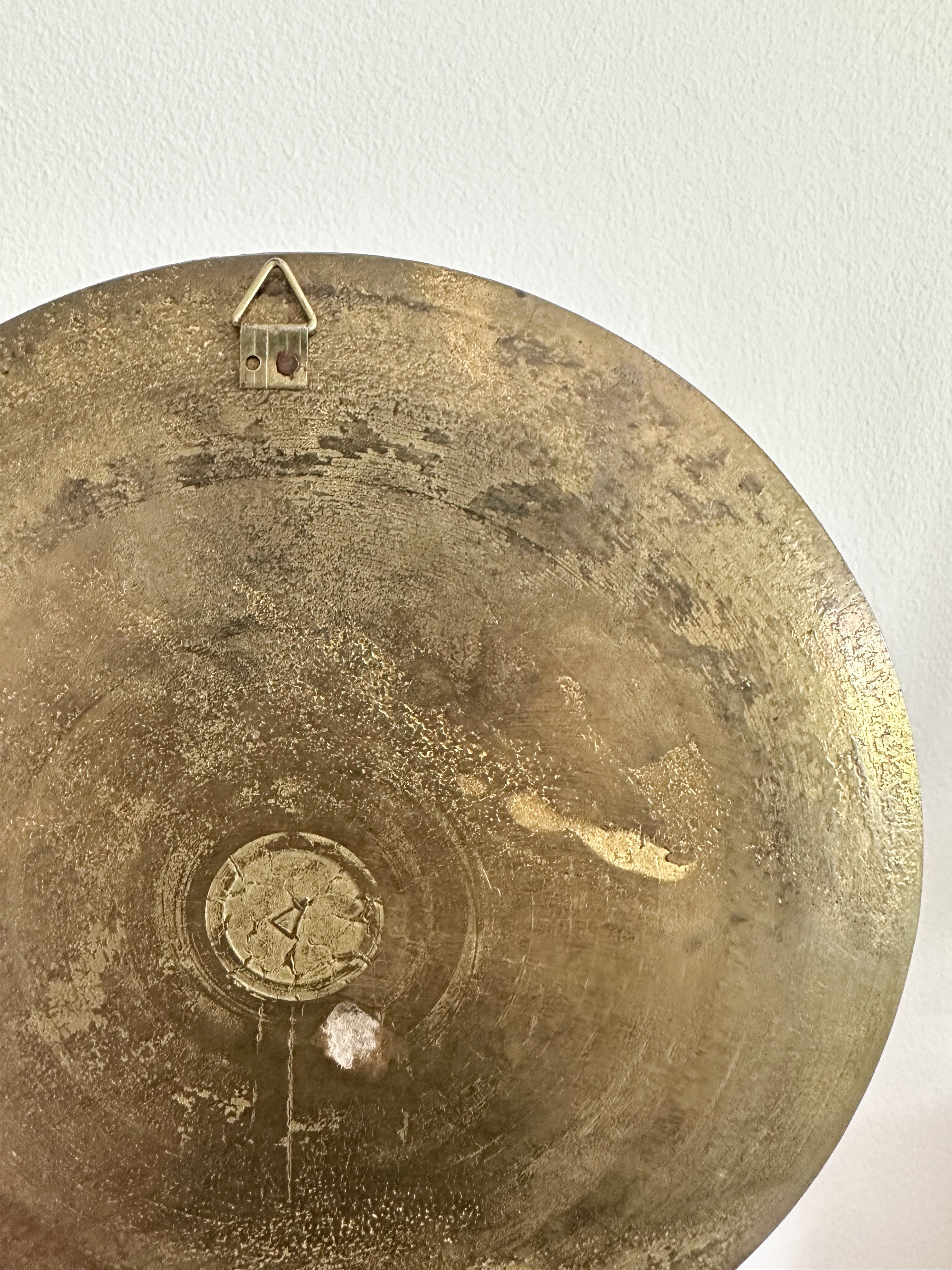 Vintage brass enamelled plate featuring a ship - Moppet