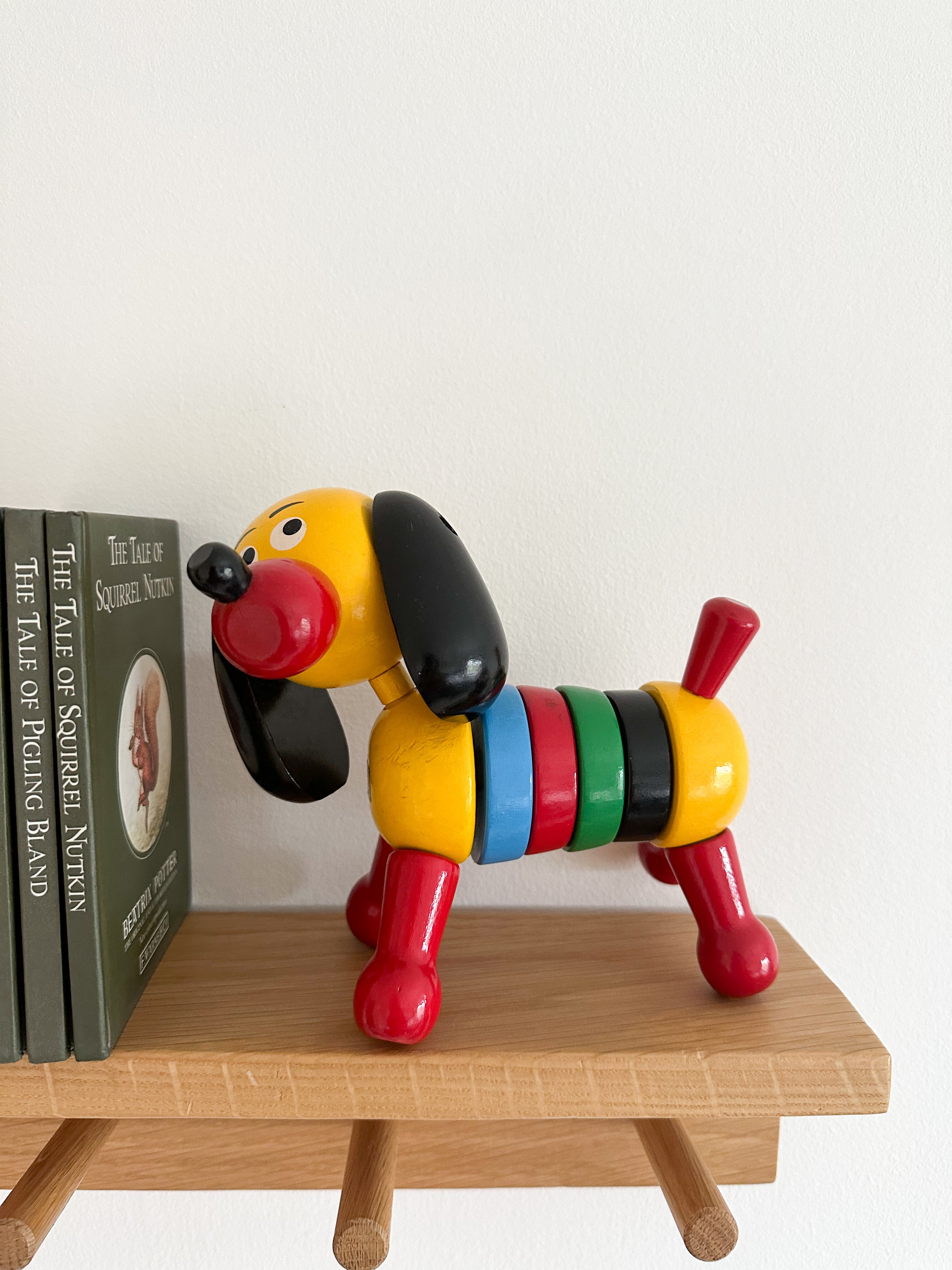 Vintage wooden 1960s Swedish stacking sausage dog / dachshund, by Brio - Moppet