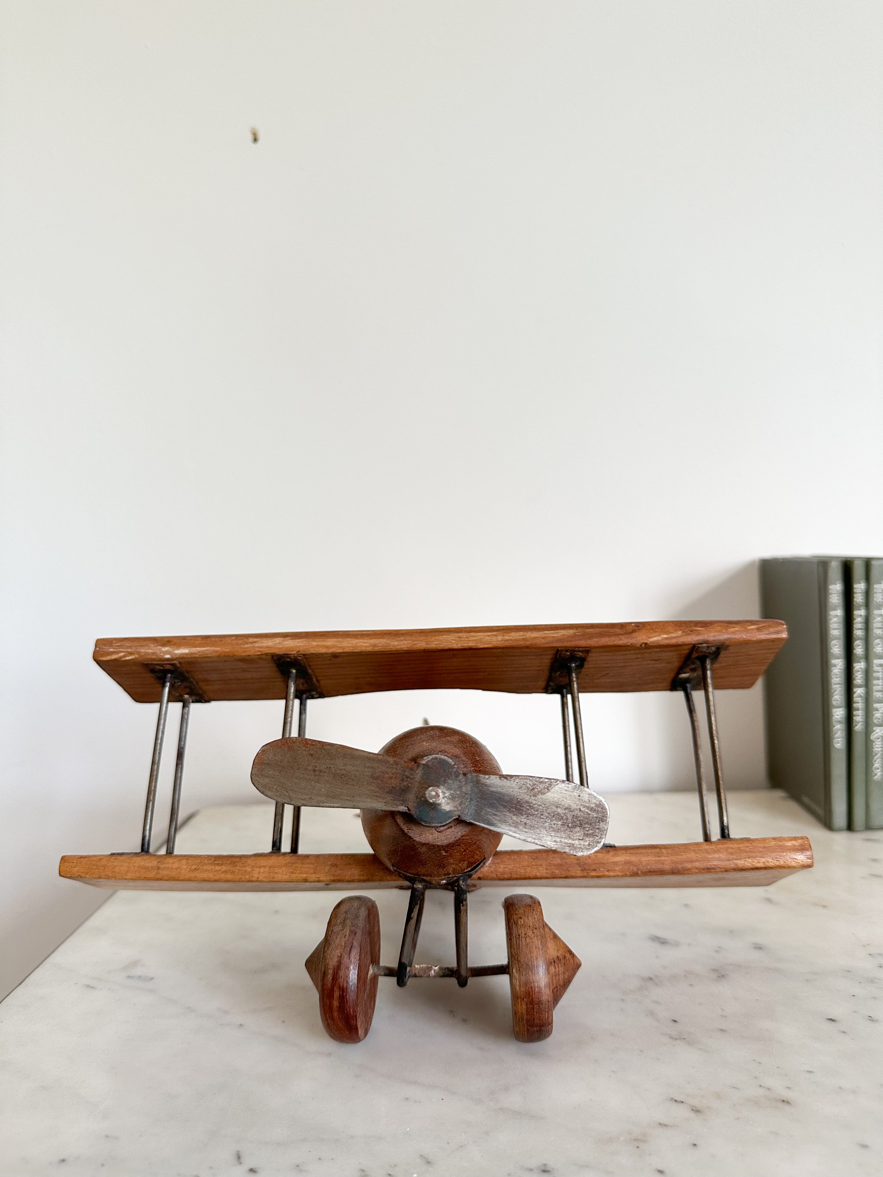 Vintage handmade wooden classic bi-plane aeroplane/airplane - Moppet