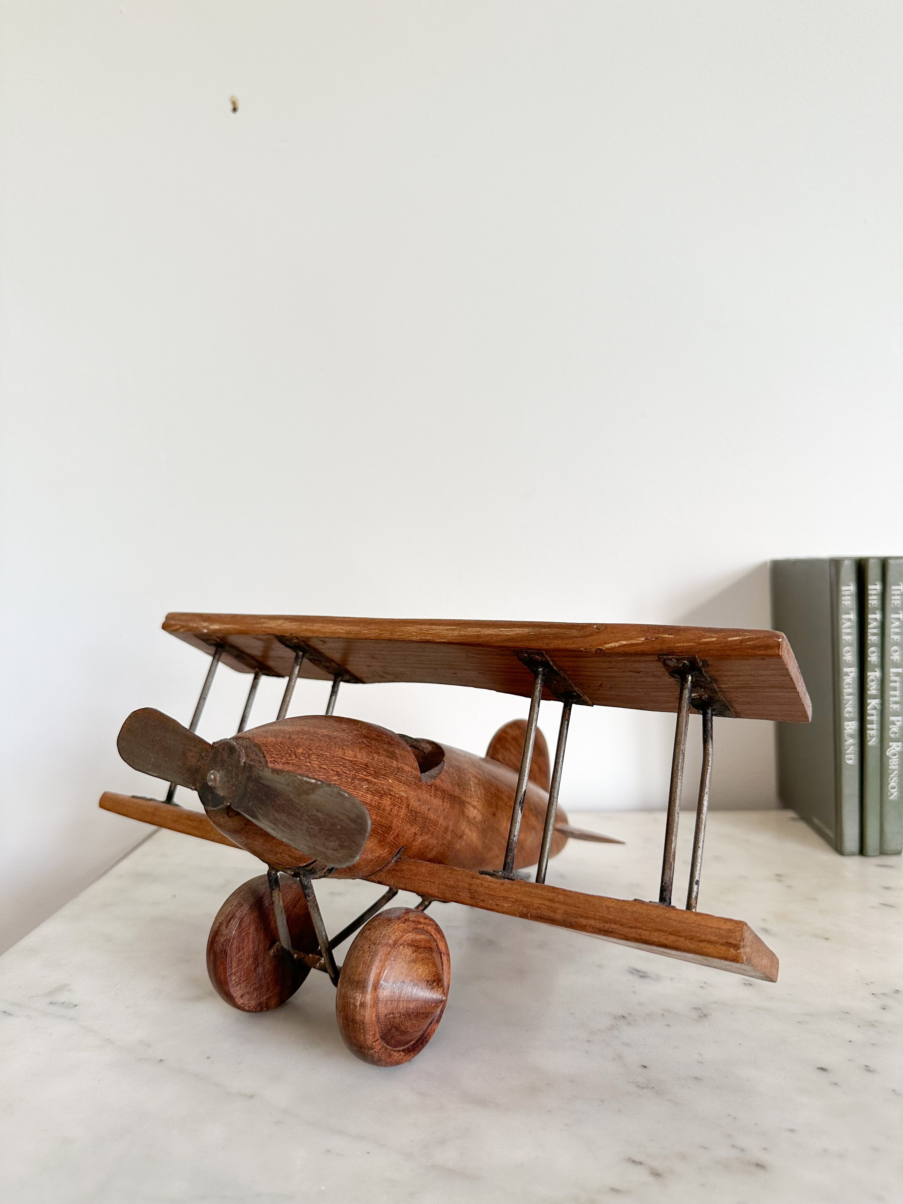 Vintage handmade wooden classic bi-plane aeroplane/airplane - Moppet