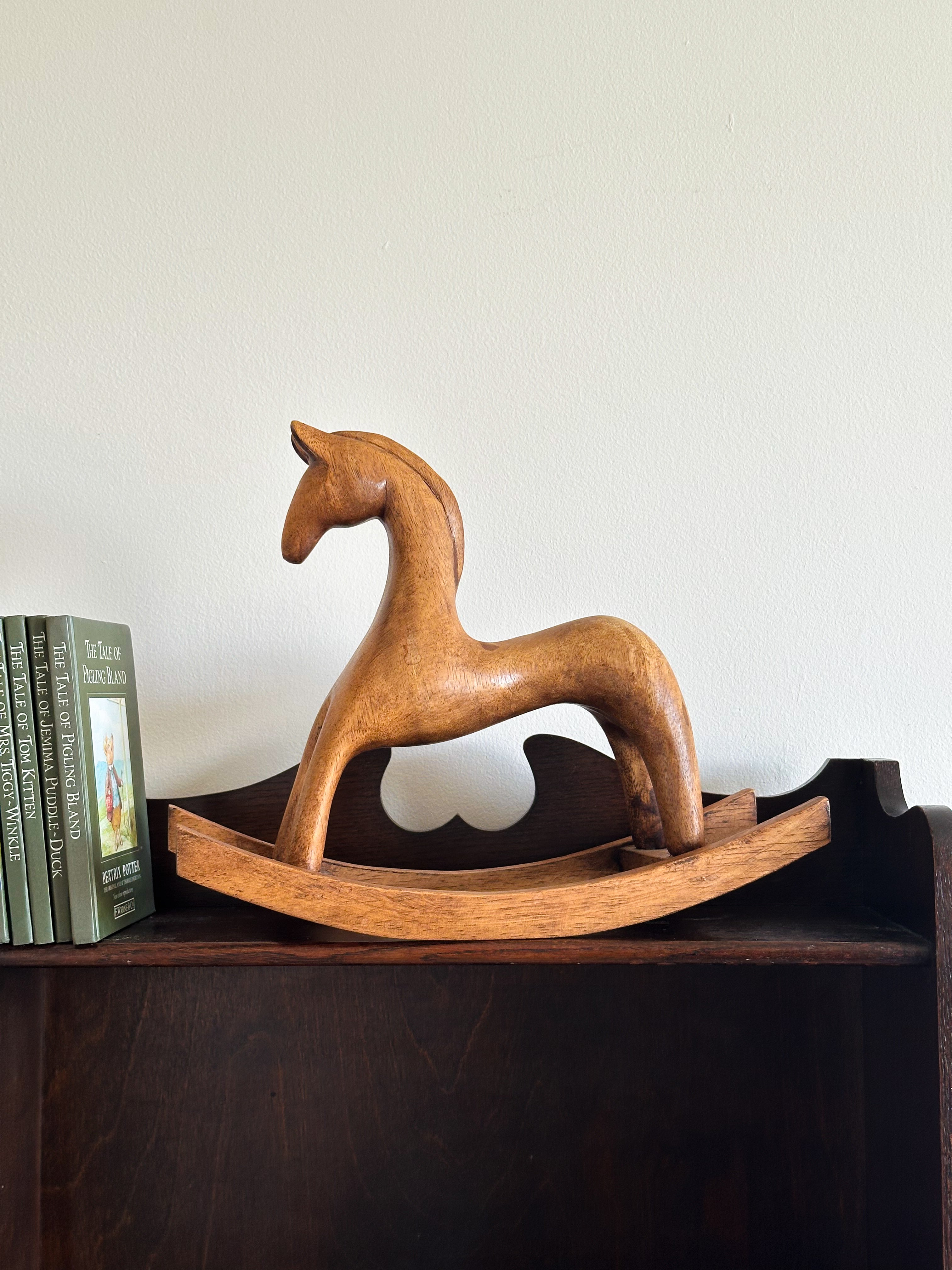 Vintage wooden handcarved toy rocking horse