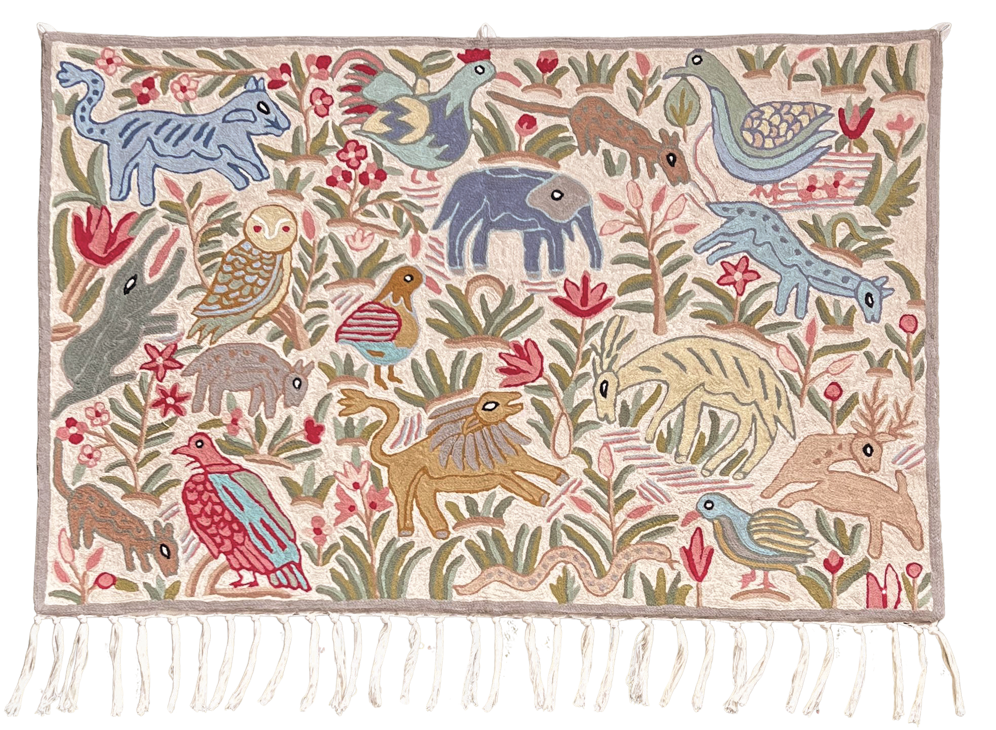Handmade folk art animal safari children's wall hanging tapestry (landscape) | Shalimar jungle safari - Moppet