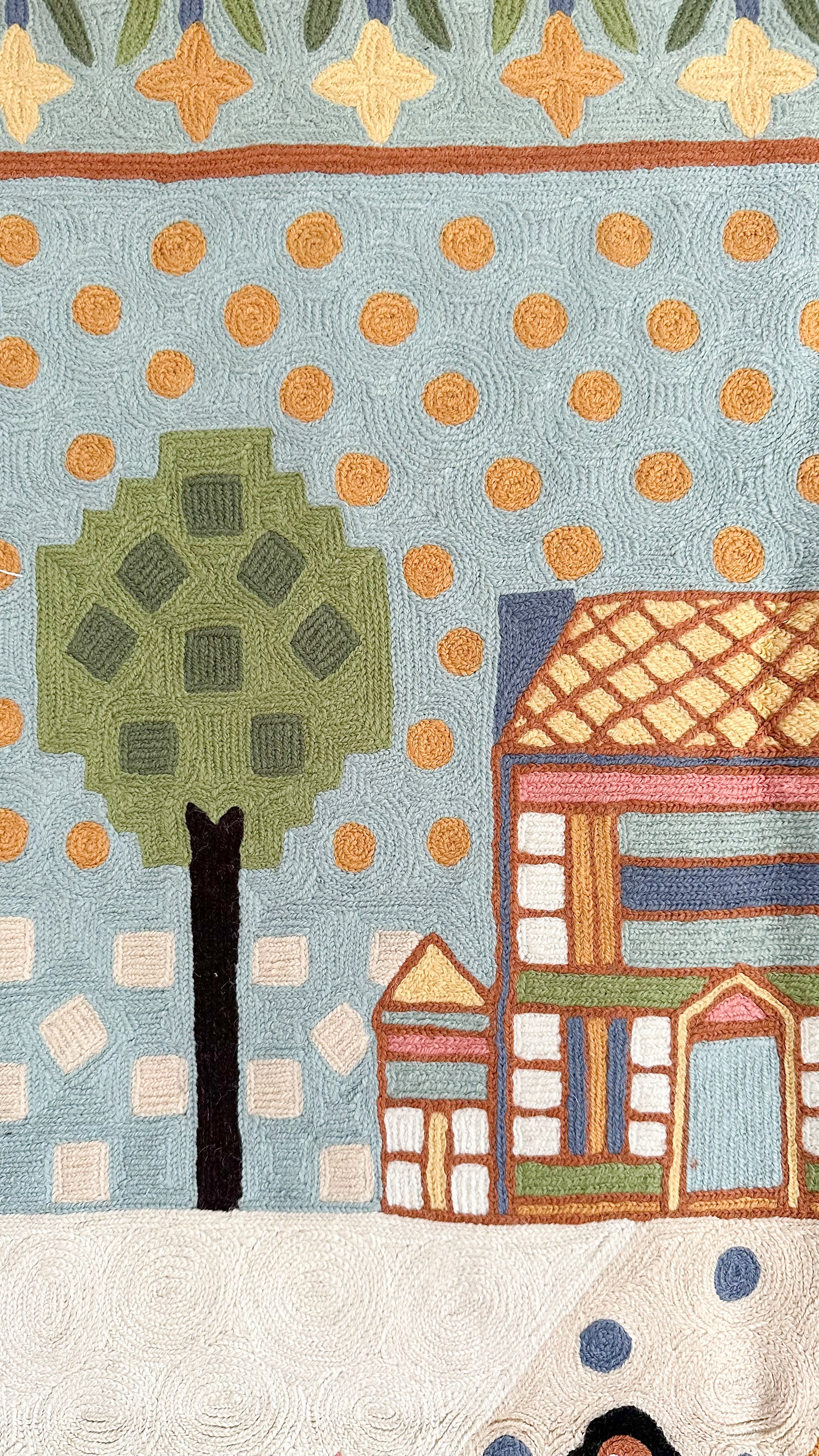 Handmade folk art house crewel wall hanging tapestry | Keran (PREORDER) - Moppet