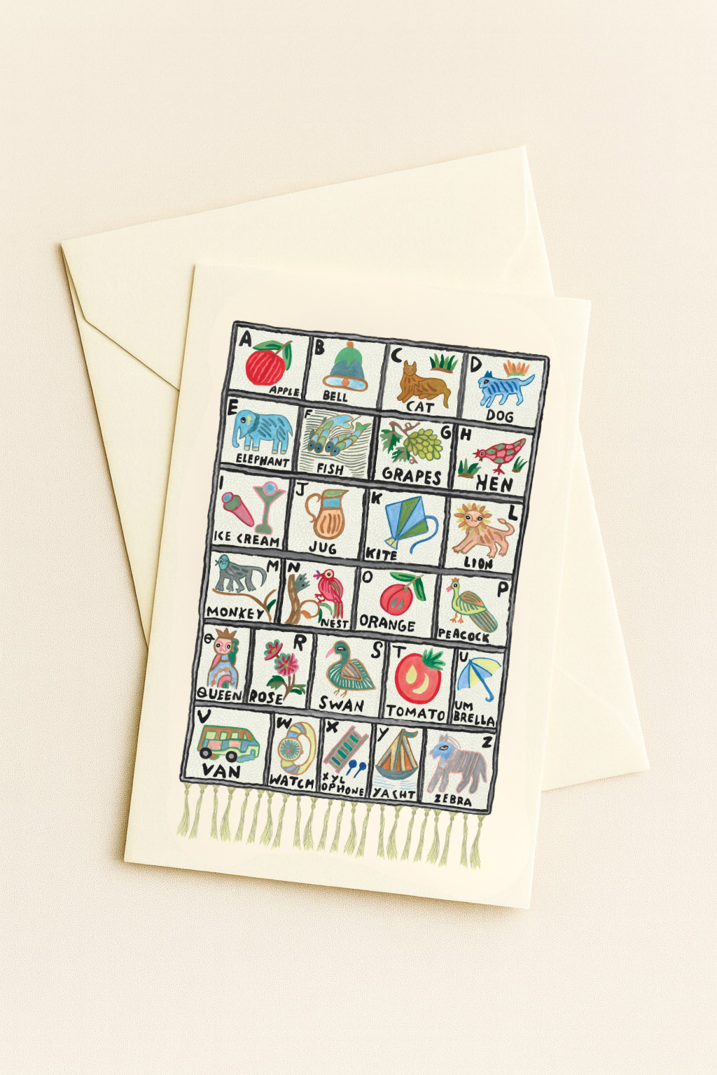‘Sumbal ABC Tapestry’, Artist-Drawn Greetings Card, by Love from Lexi - Moppet