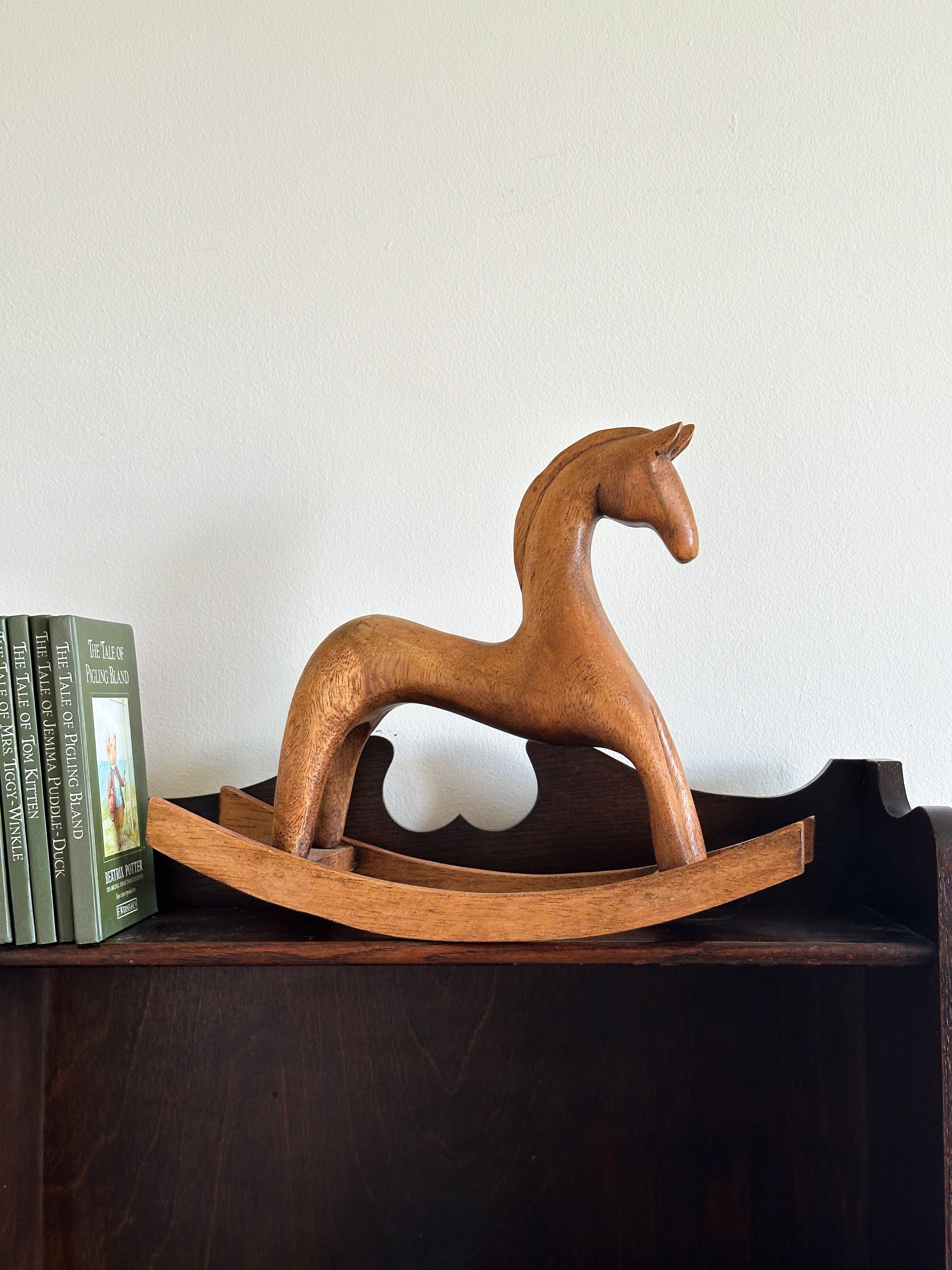 Vintage wooden handcarved toy rocking horse
