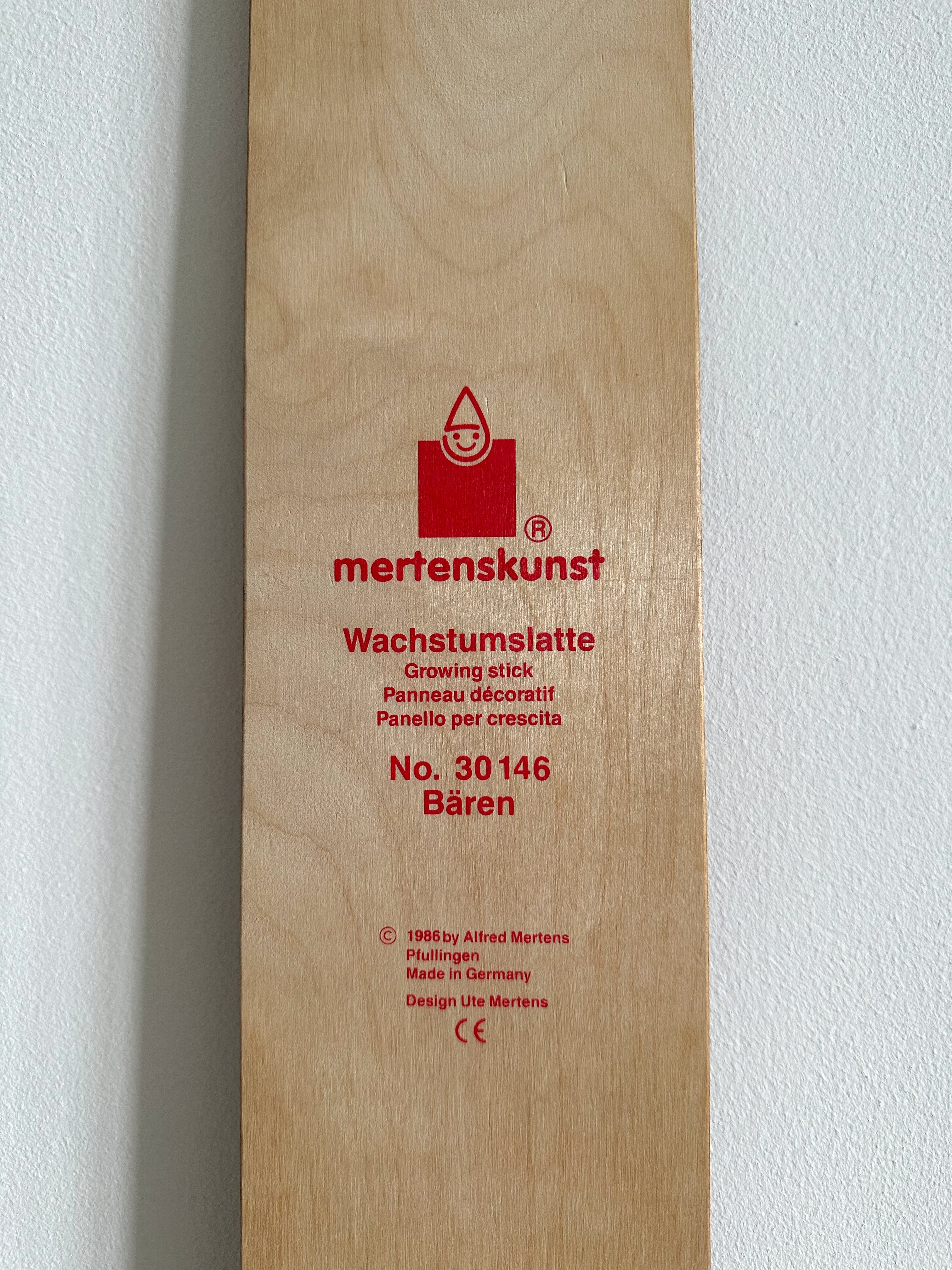Vintage 1980s German wooden bear themed measuring stick or height chart, by Mertens Kunst - Moppet