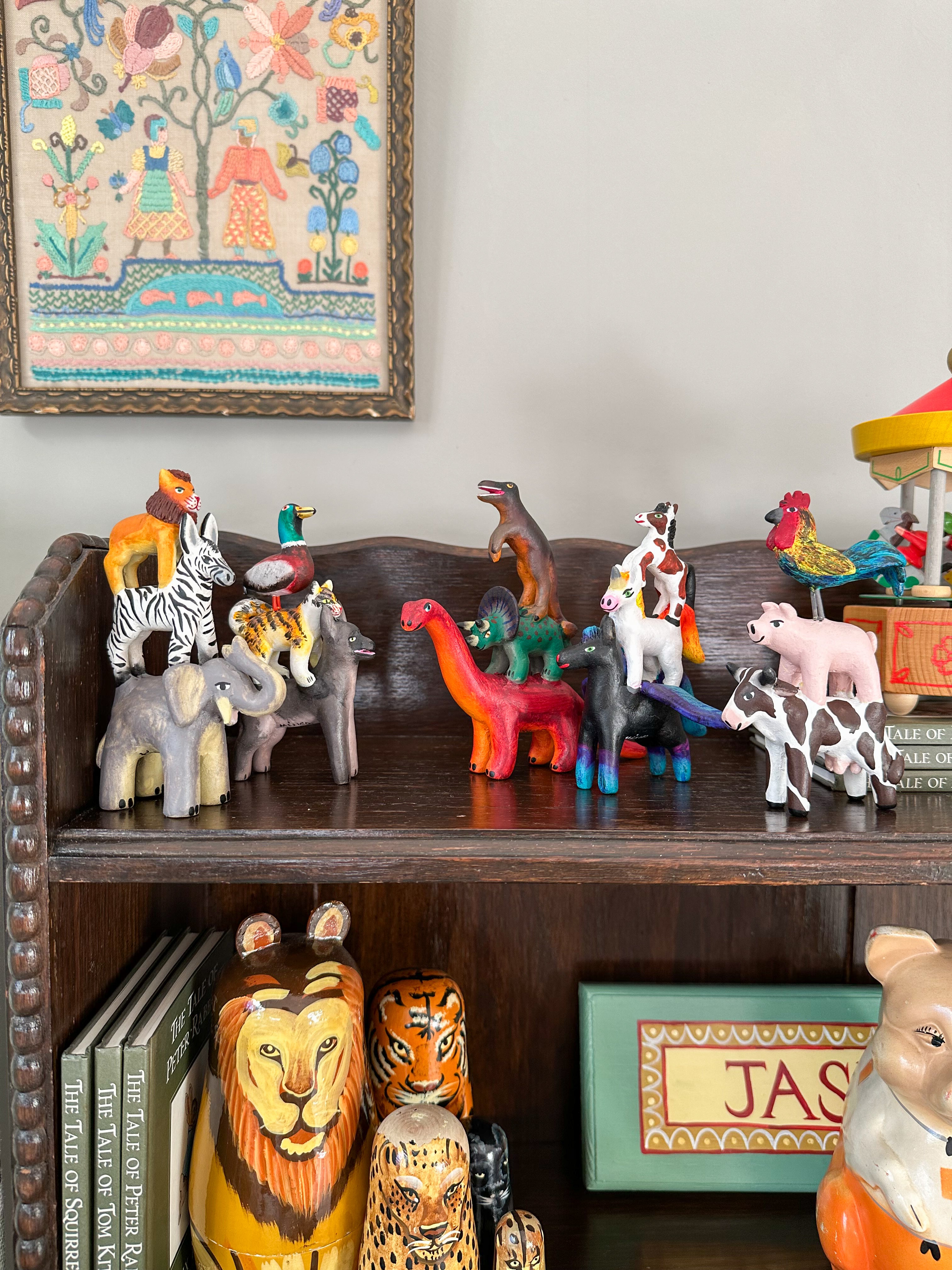 'Mexican menagerie' ceramic sculpture | Pets (dog, cat, duck) - Moppet