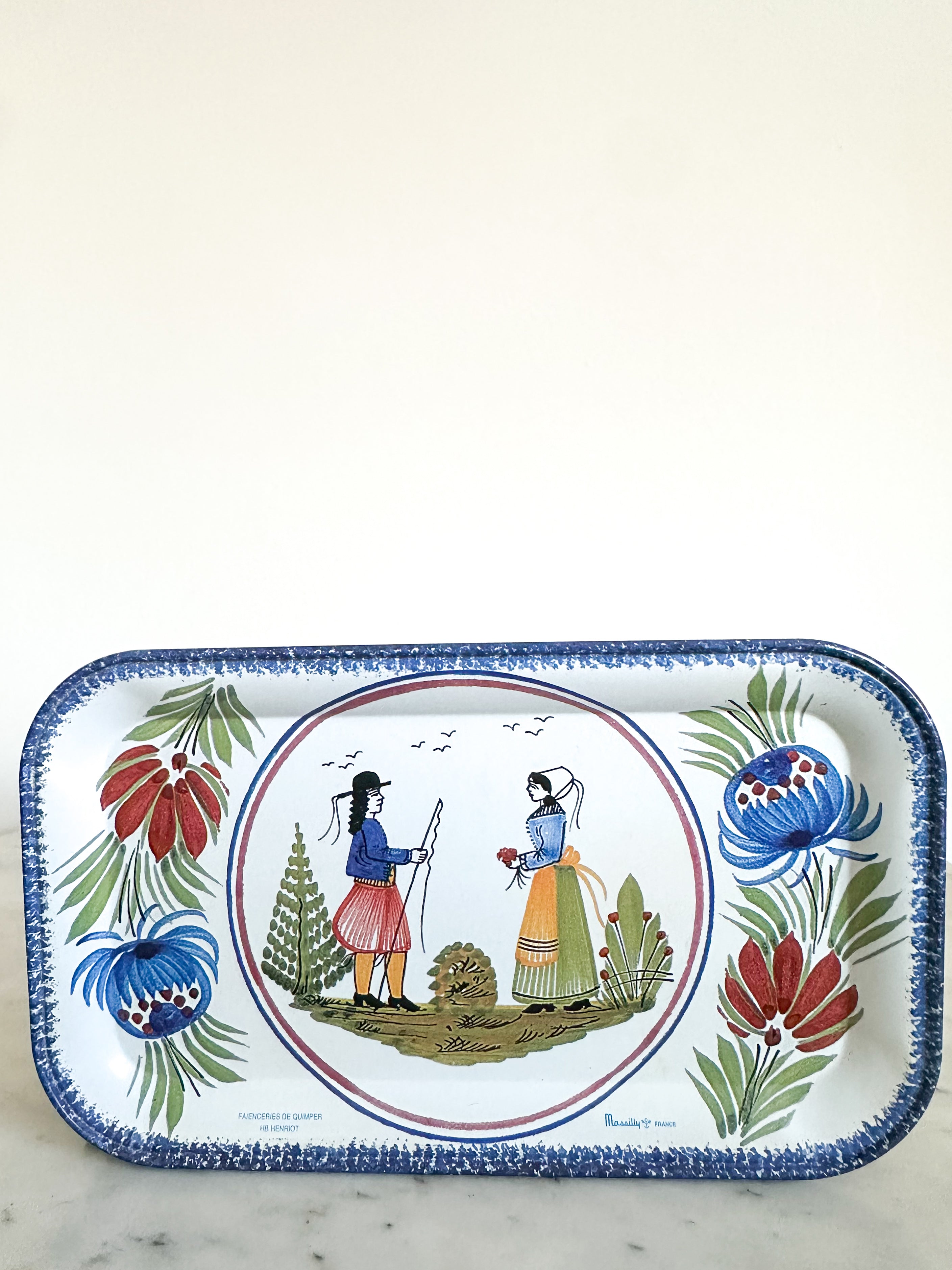 Vintage French tin trinket tray
