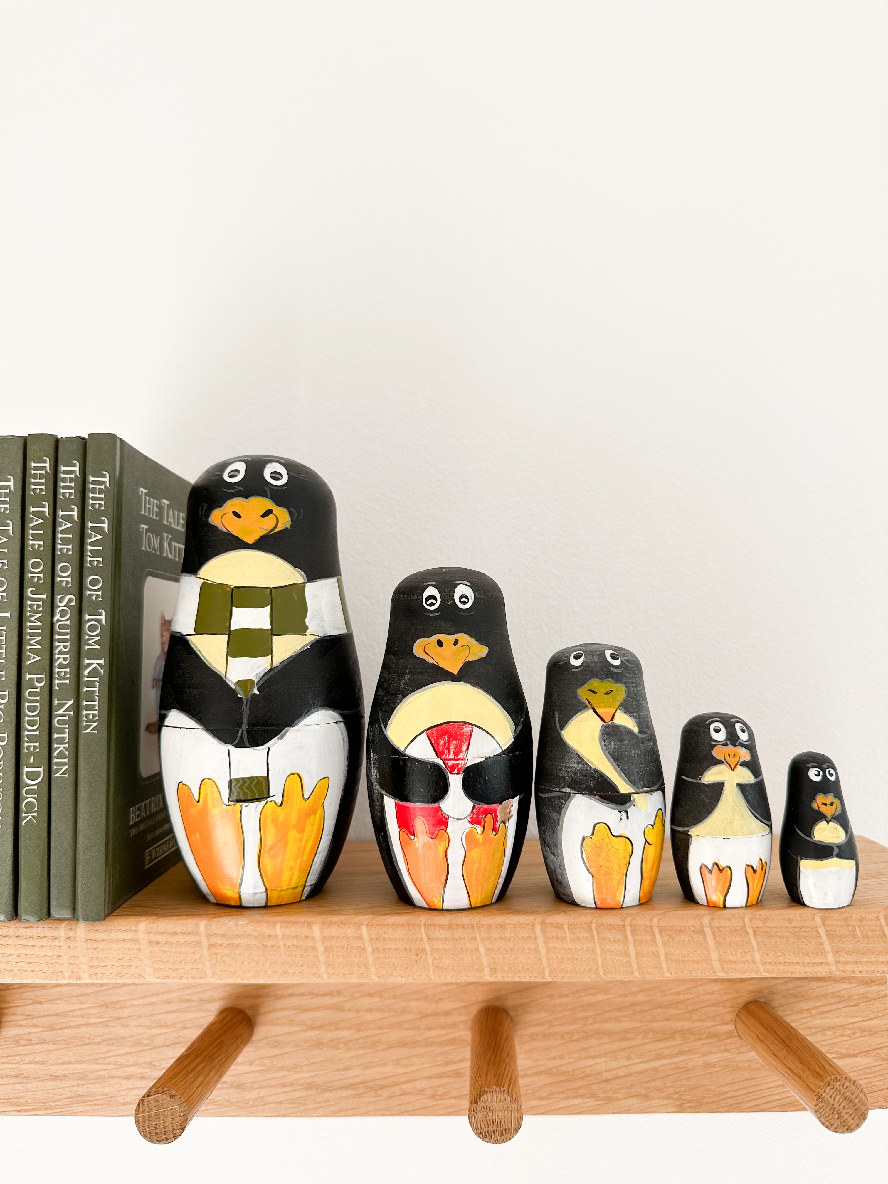 Vintage wooden nesting penguin ‘Russian’ dolls - Moppet