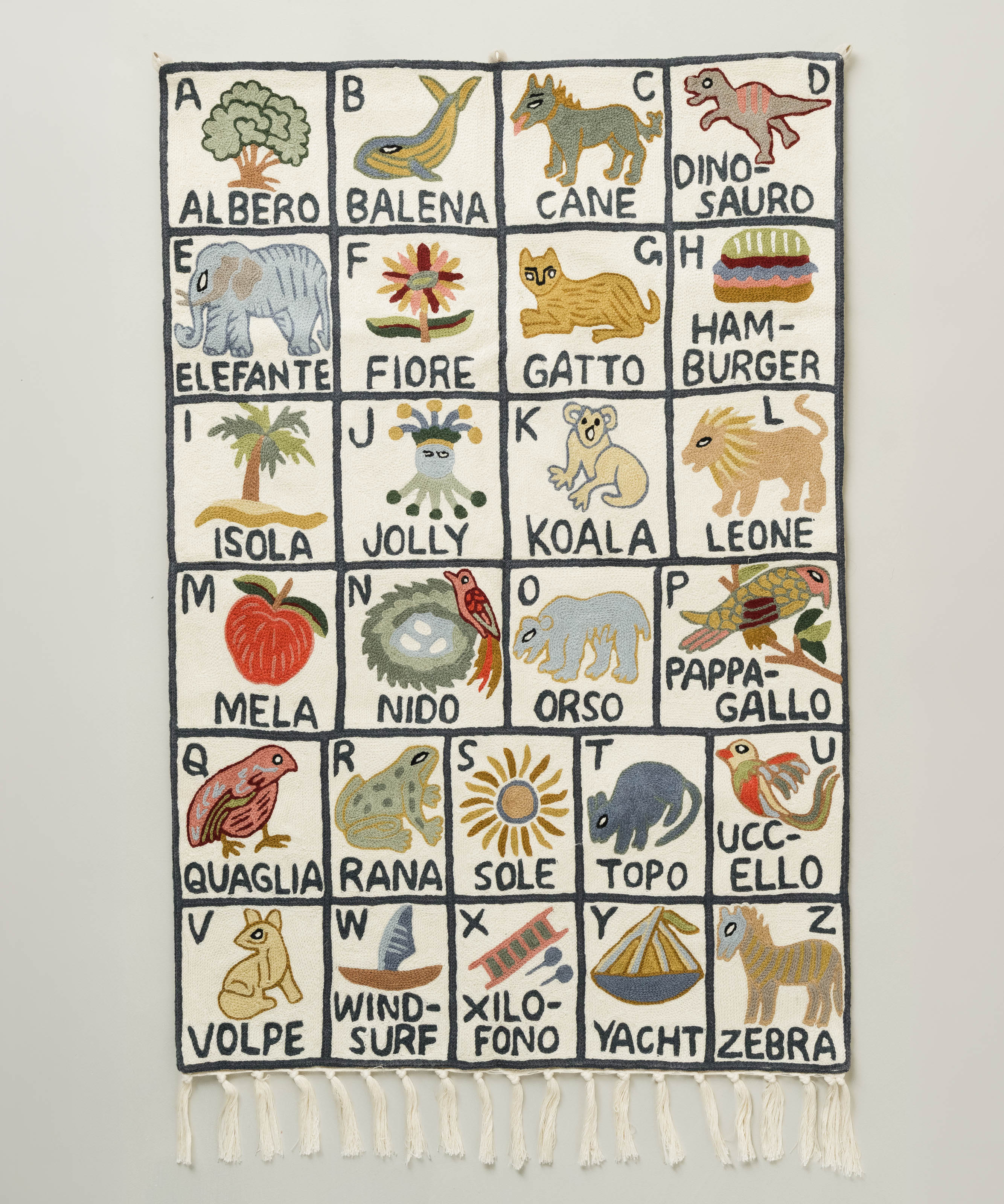 Italian alphabet tapestry (l'alfabeto italiano), Sumbal