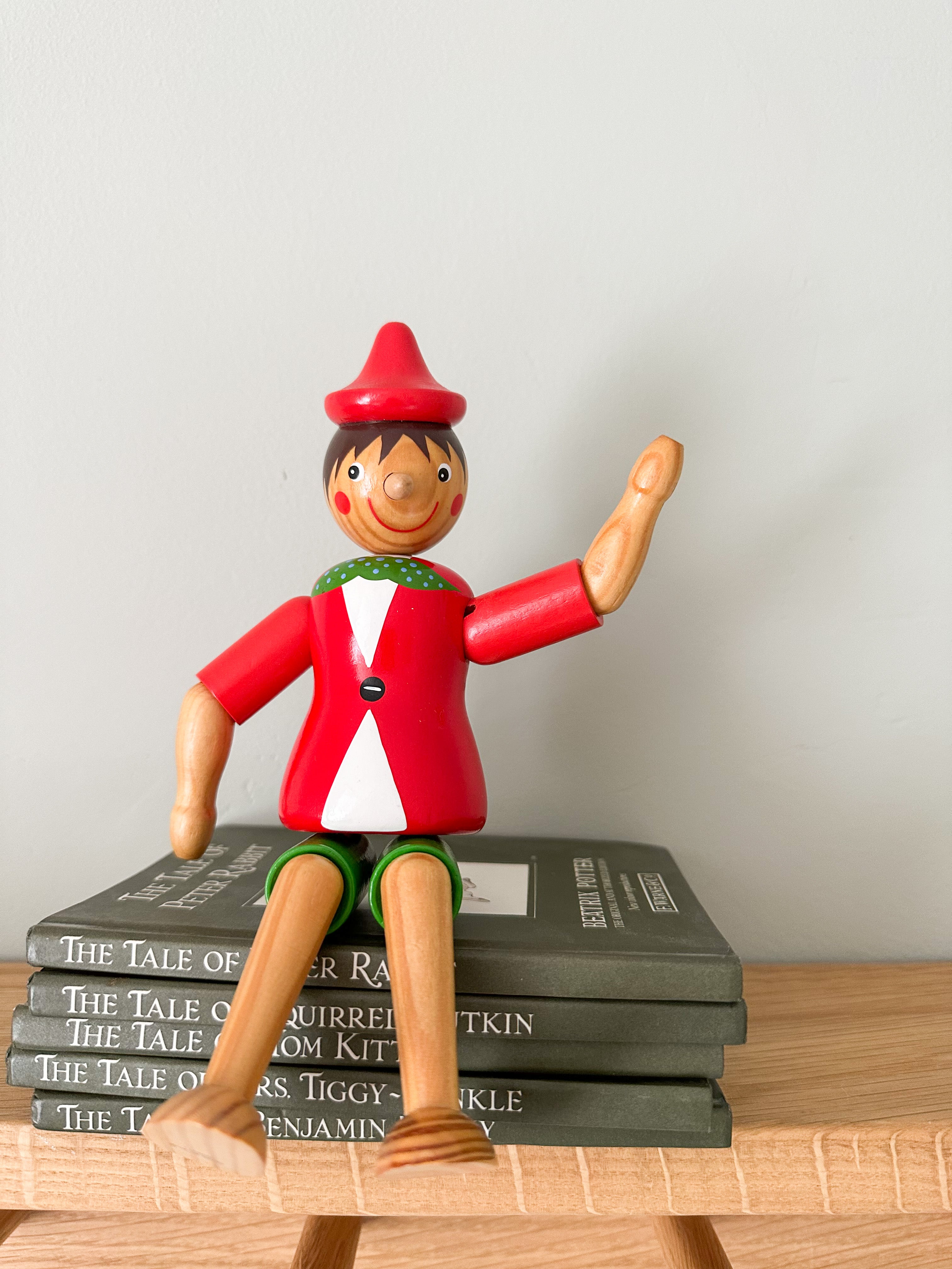 Vintage Italian wooden articulated wooden Pinocchio, by Sevi 1831 - Moppet