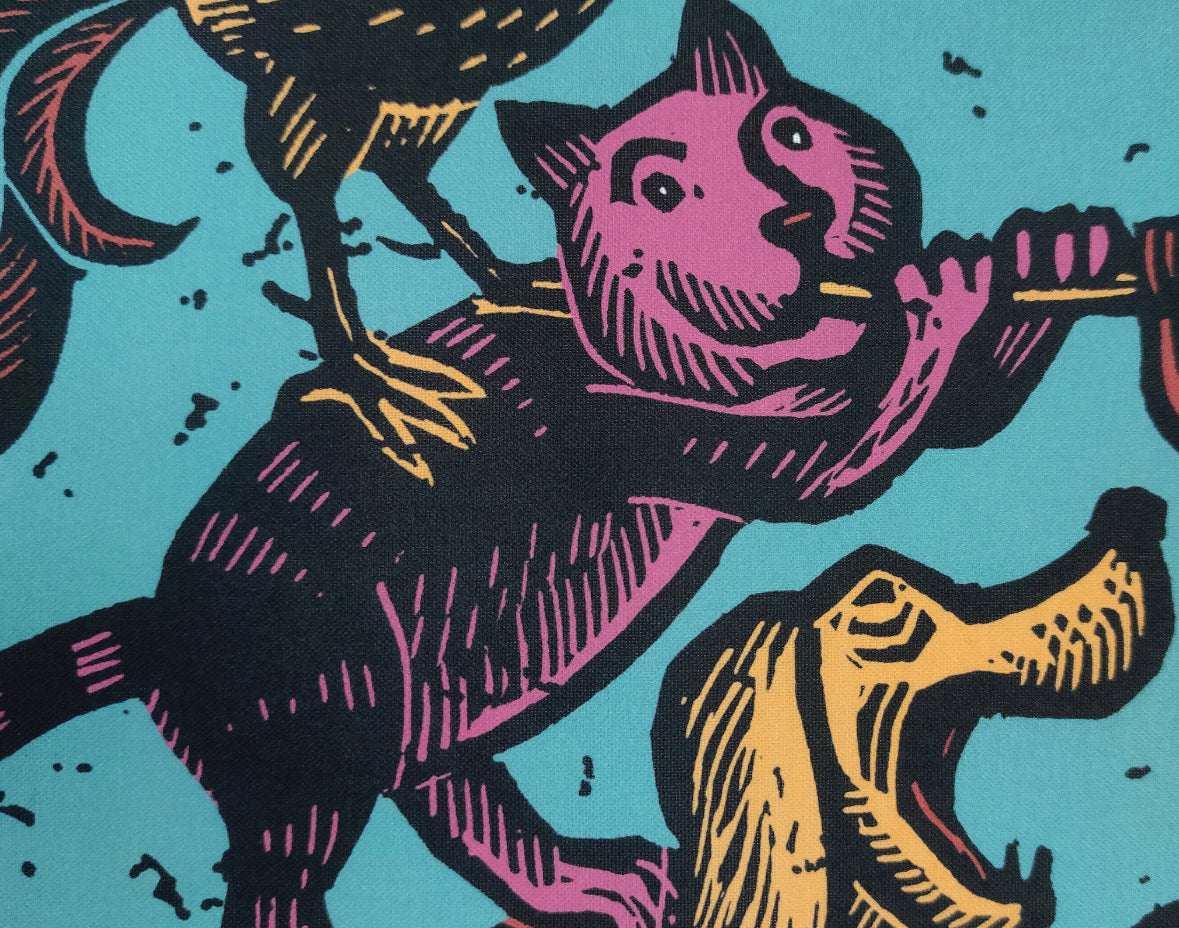 Vintage German 1960s Brothers Grimm pop art wall hanging 'The Musicians of Bremen', cotton wall panel - Moppet