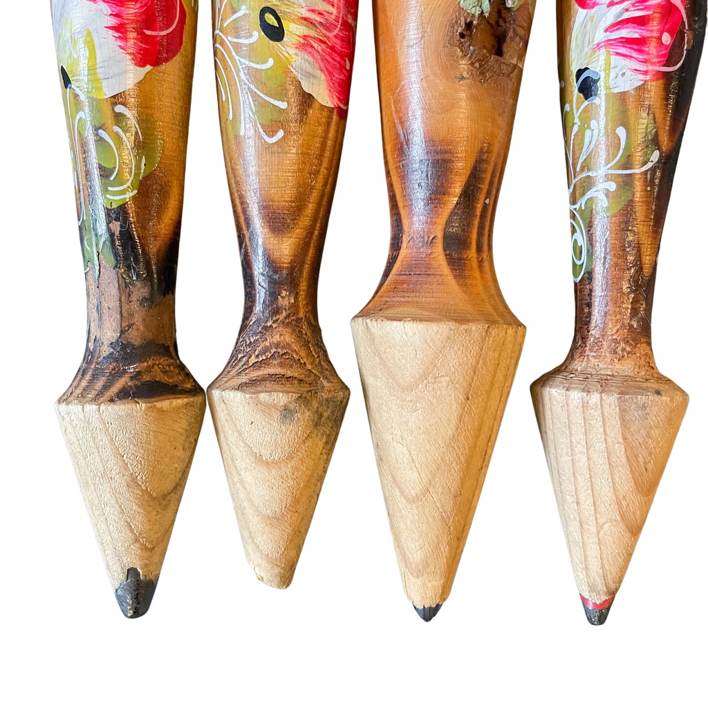 Vintage Russian hand-painted wooden giant folk art pencils - Moppet