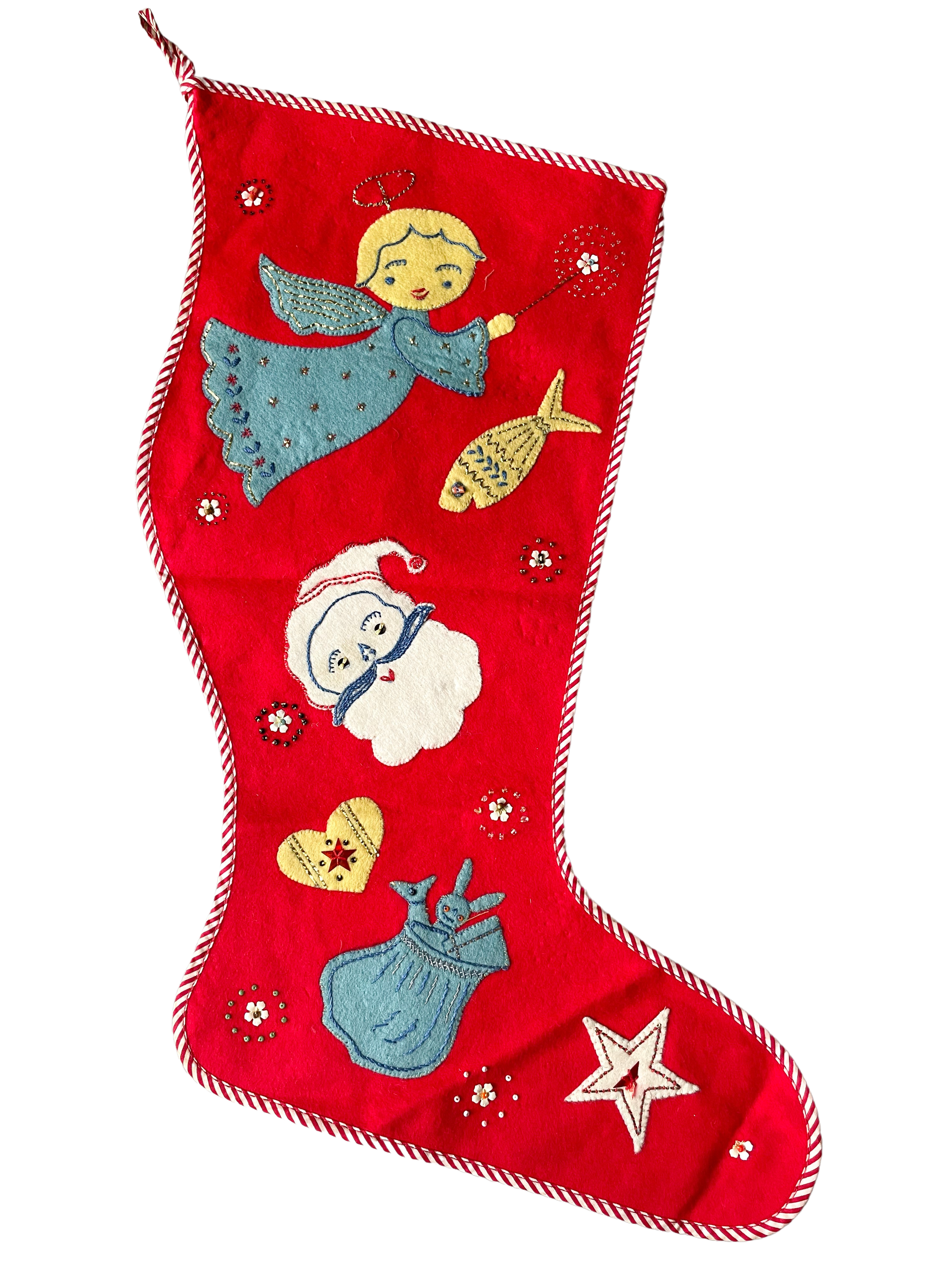 Vintage Christmas Stockings, 1960's Felt Christmas Stockings, Japan Santa  Stockings, Red and Green, 1960's Christmas Decor 