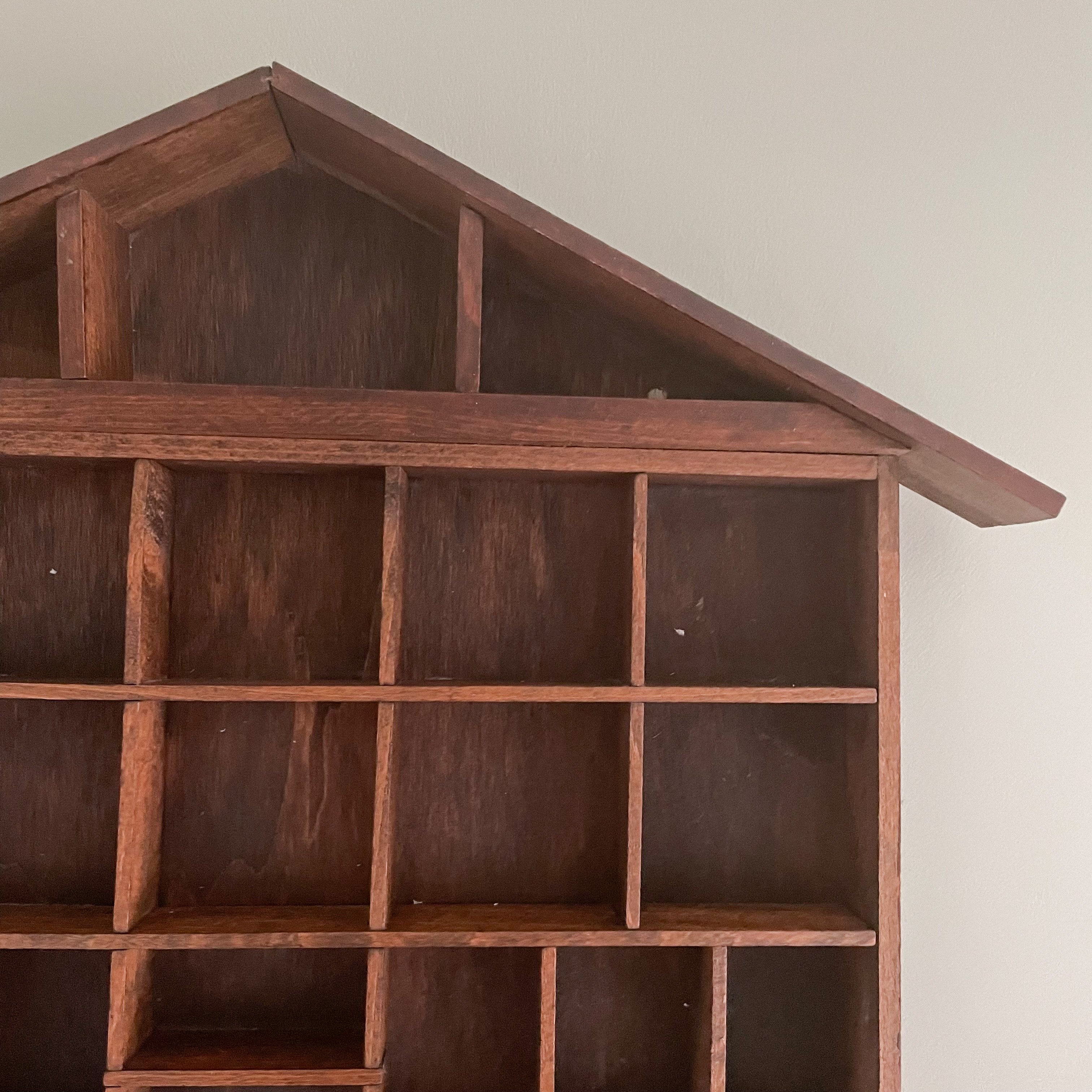 Vintage Austrian wooden house-shaped display box or curios/trinket shelves, wall mounted - Moppet