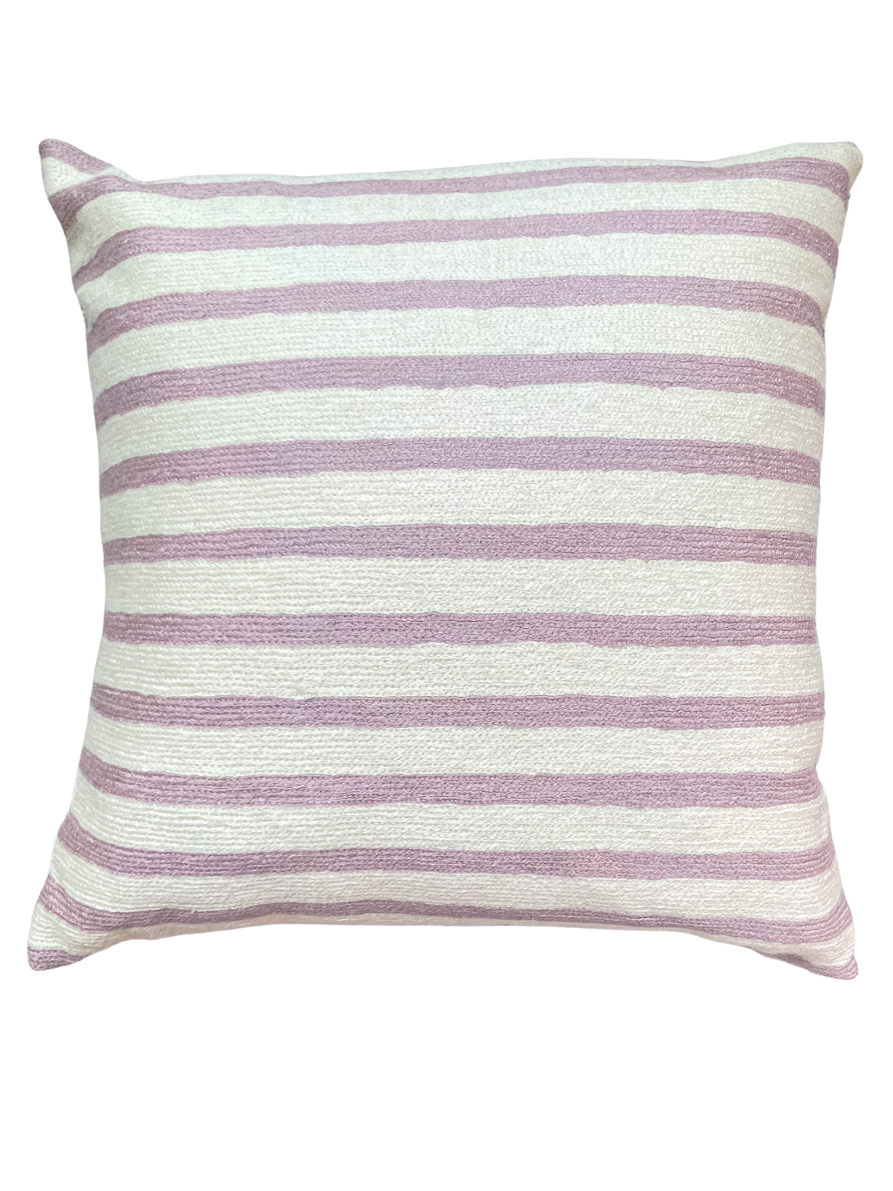 *NEW* Handmade crewel embroidered cushion cover | lilac stripe - Moppet