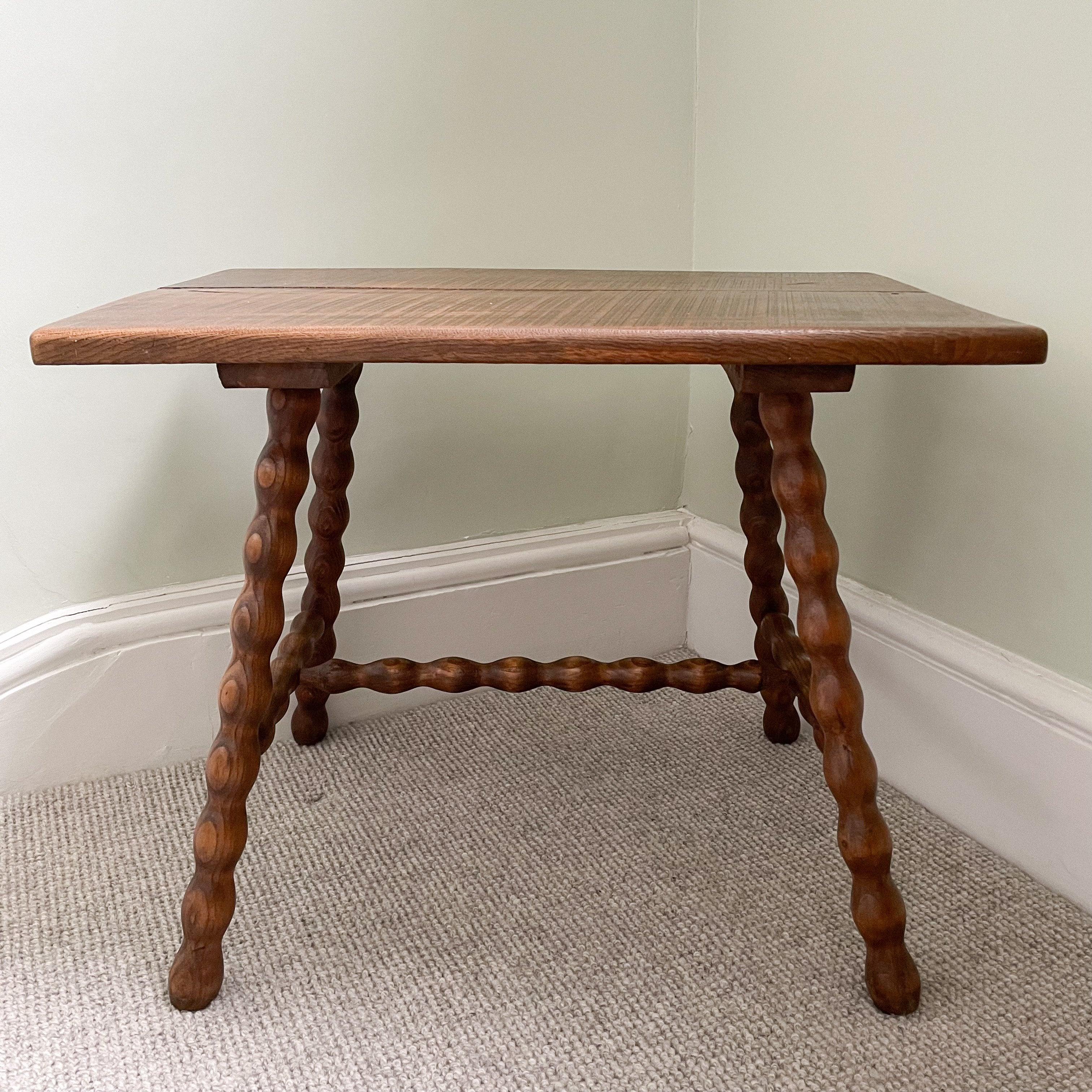 Vintage French oak bobbin low table - Moppet