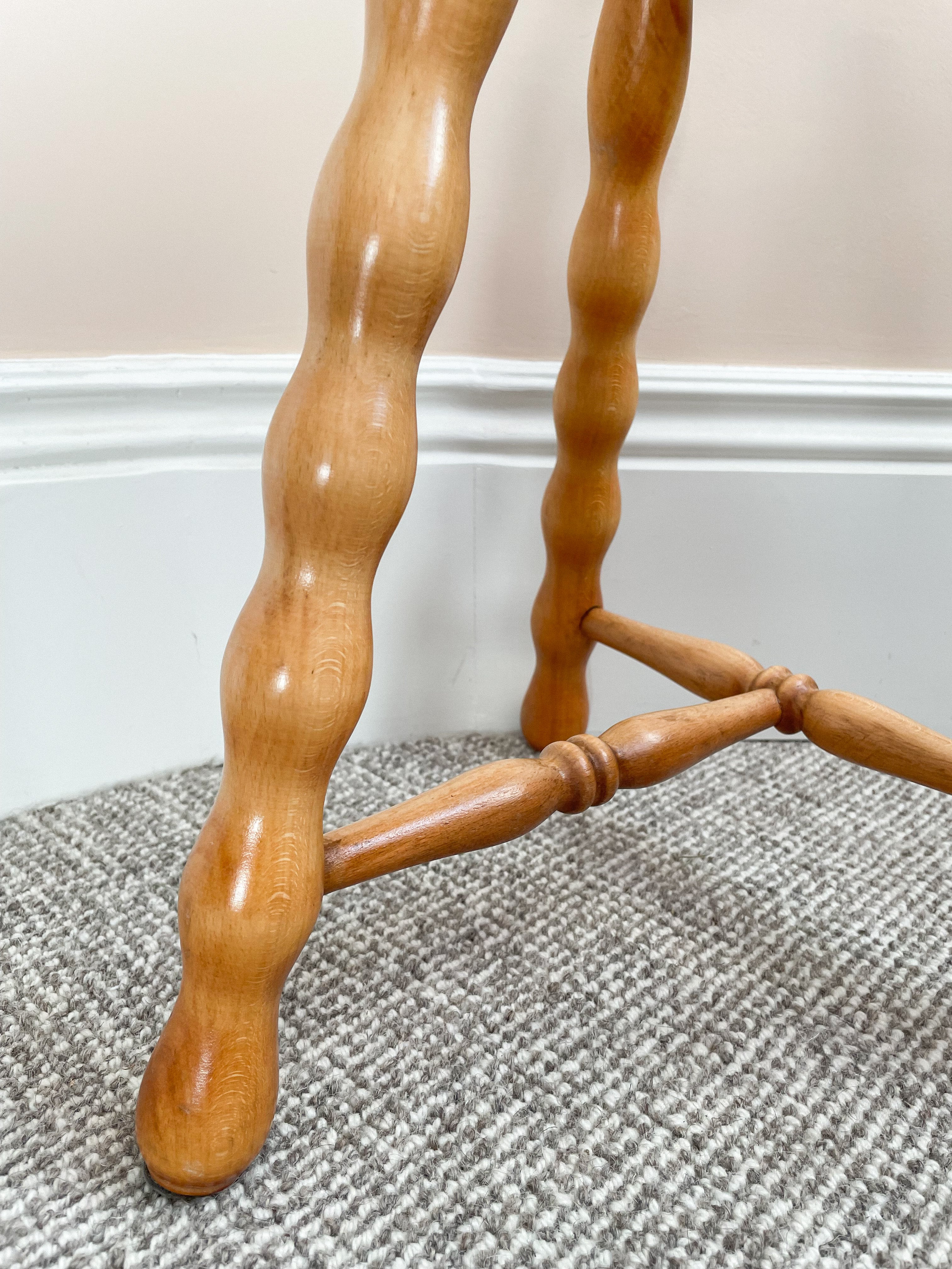 Vintage French oak bobbin stool - Moppet