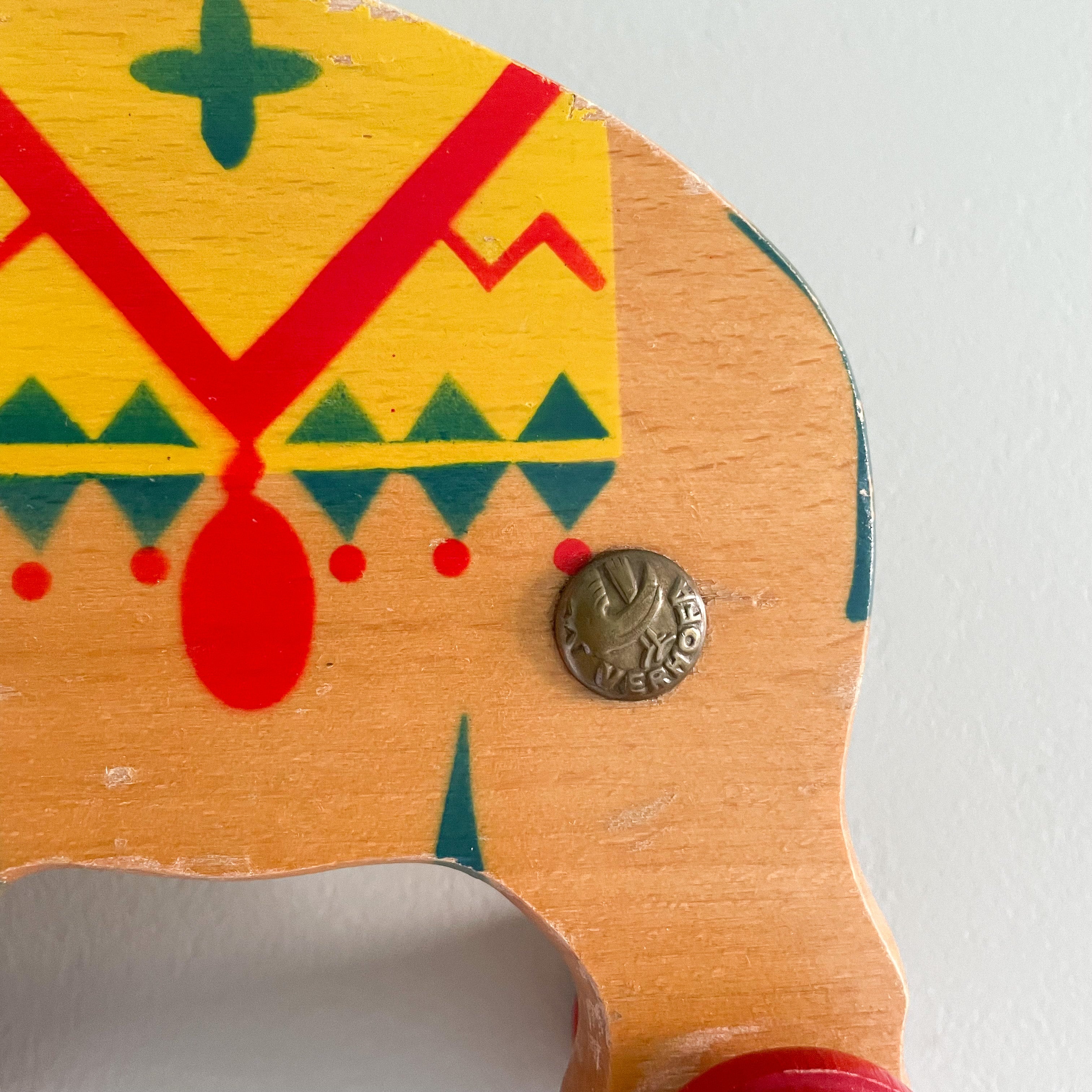 Vintage 1950s German wooden elephant pull toy by Verhofa/Gecevo - Moppet