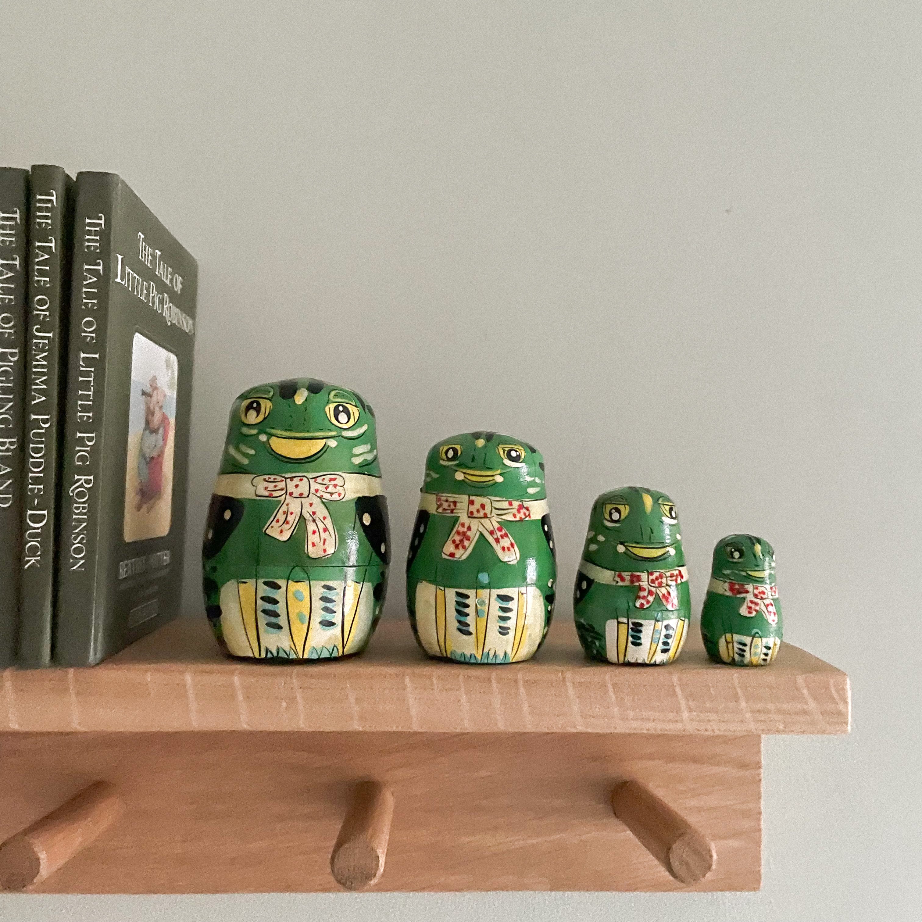 Vintage wooden nesting frog ‘Russian’ dolls - Moppet