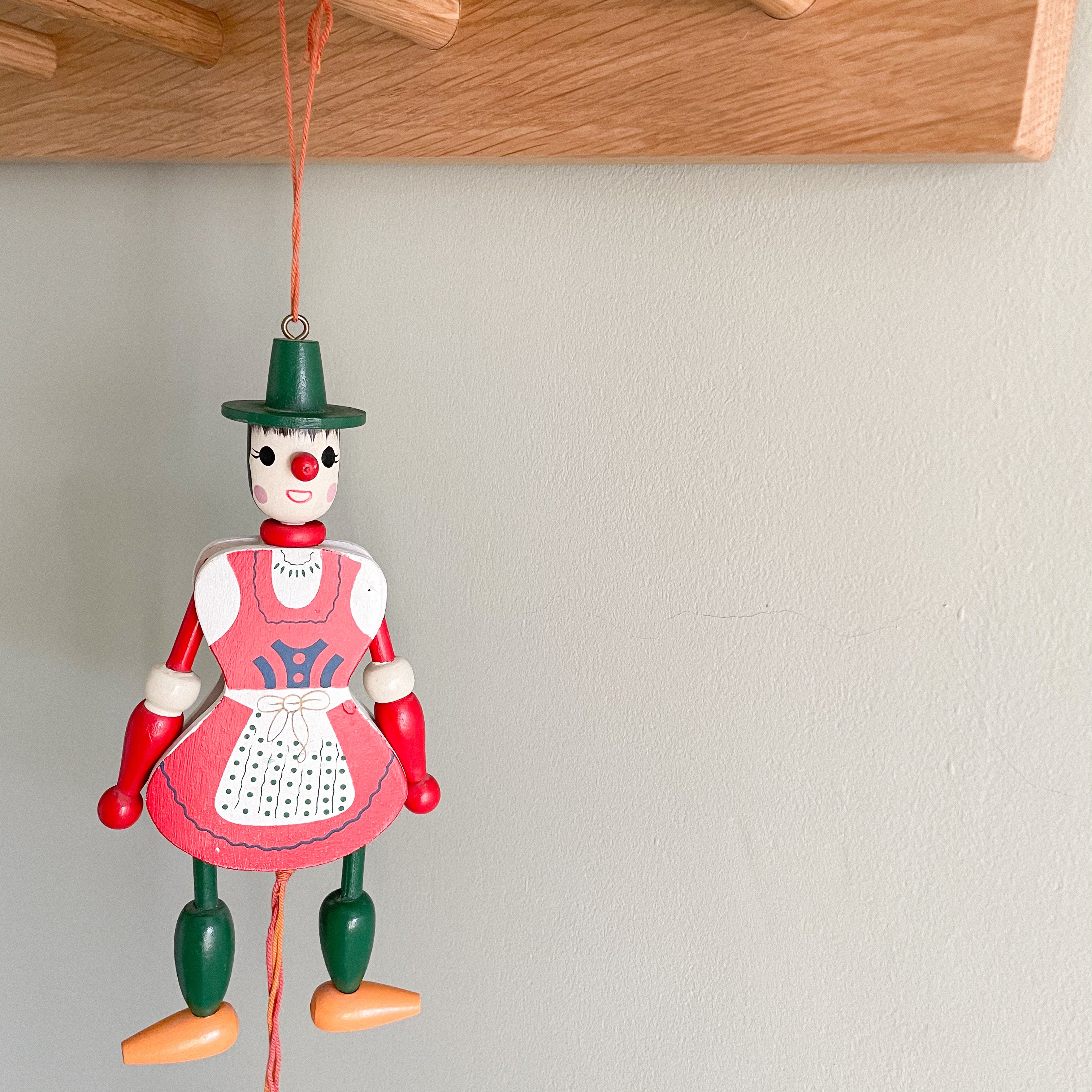 Vintage 1960s Austrian woman ‘Hampelmann’ jumping-jack pull toy - Moppet