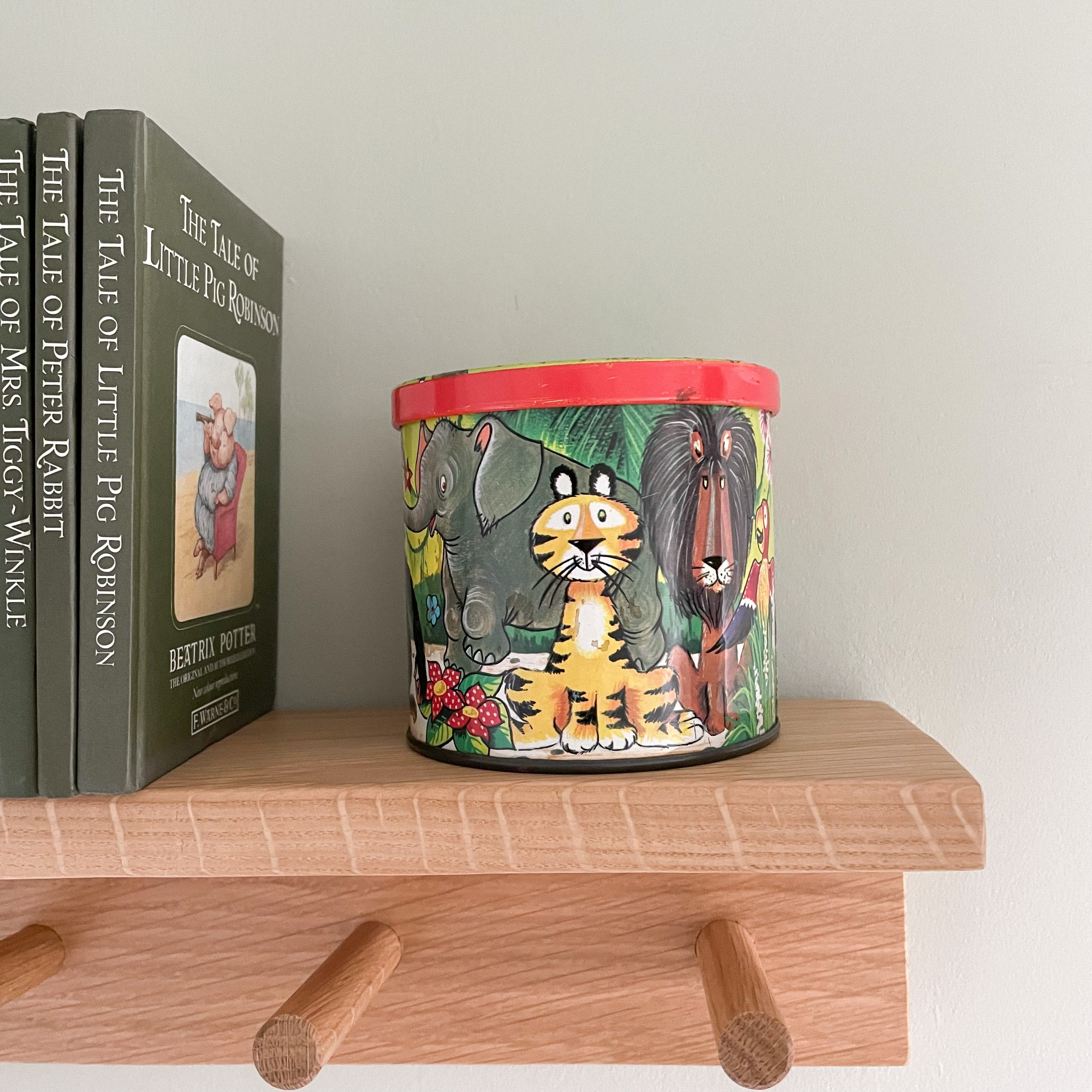 Vintage 1960s children’s tin with safari animals, by Blue Bird Toffee - Moppet