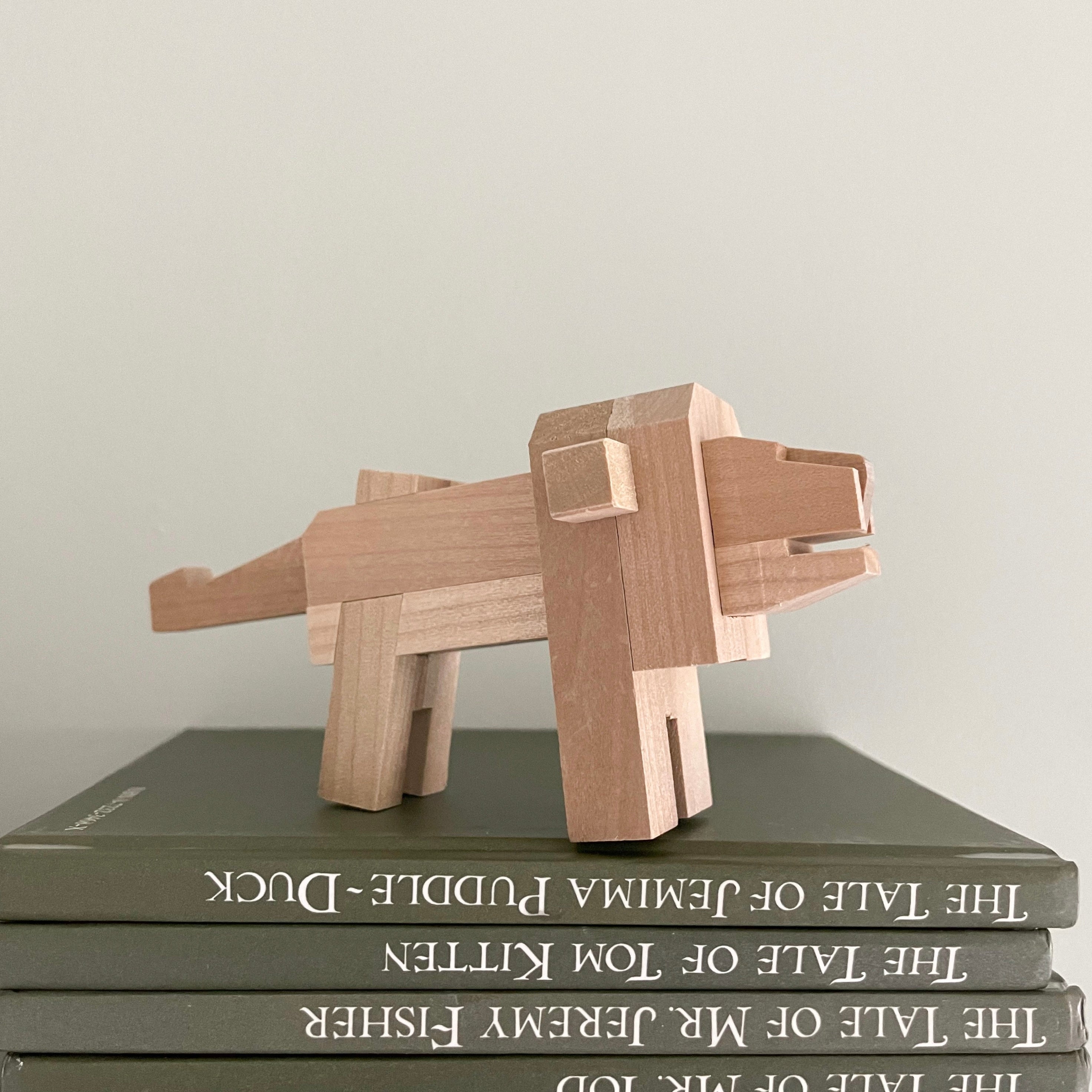 Vintage 1950s Kumiki wooden lion puzzle by Hirokichi Yamanaka of Japan - Moppet