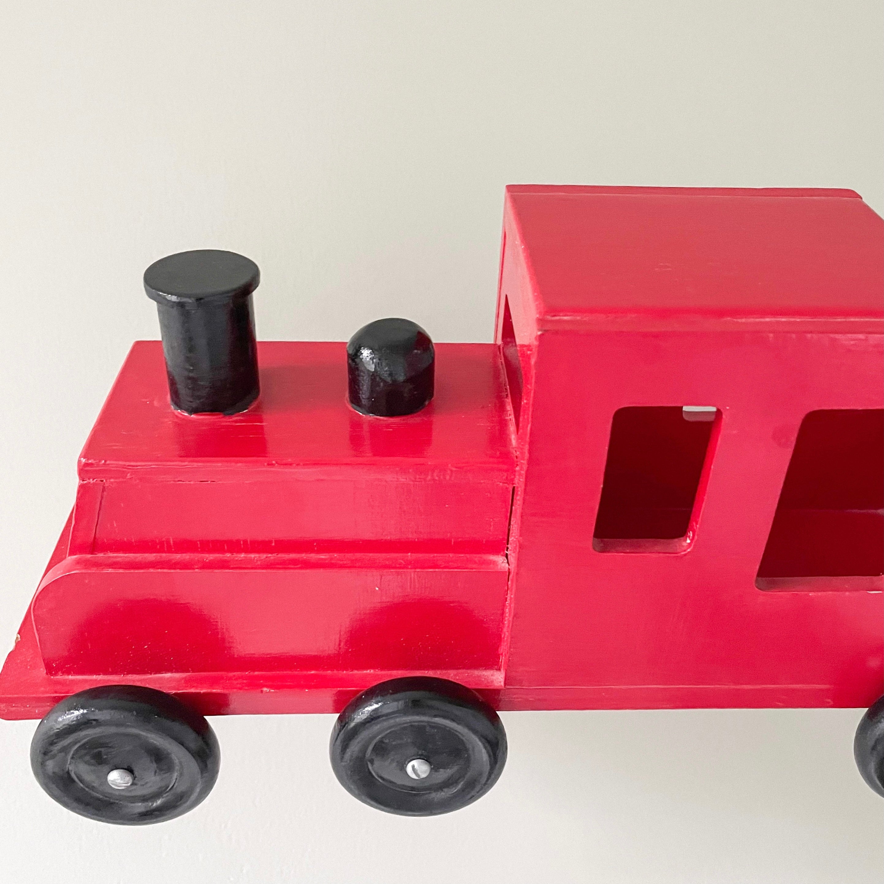 Vintage 1950s large wooden red train - Moppet