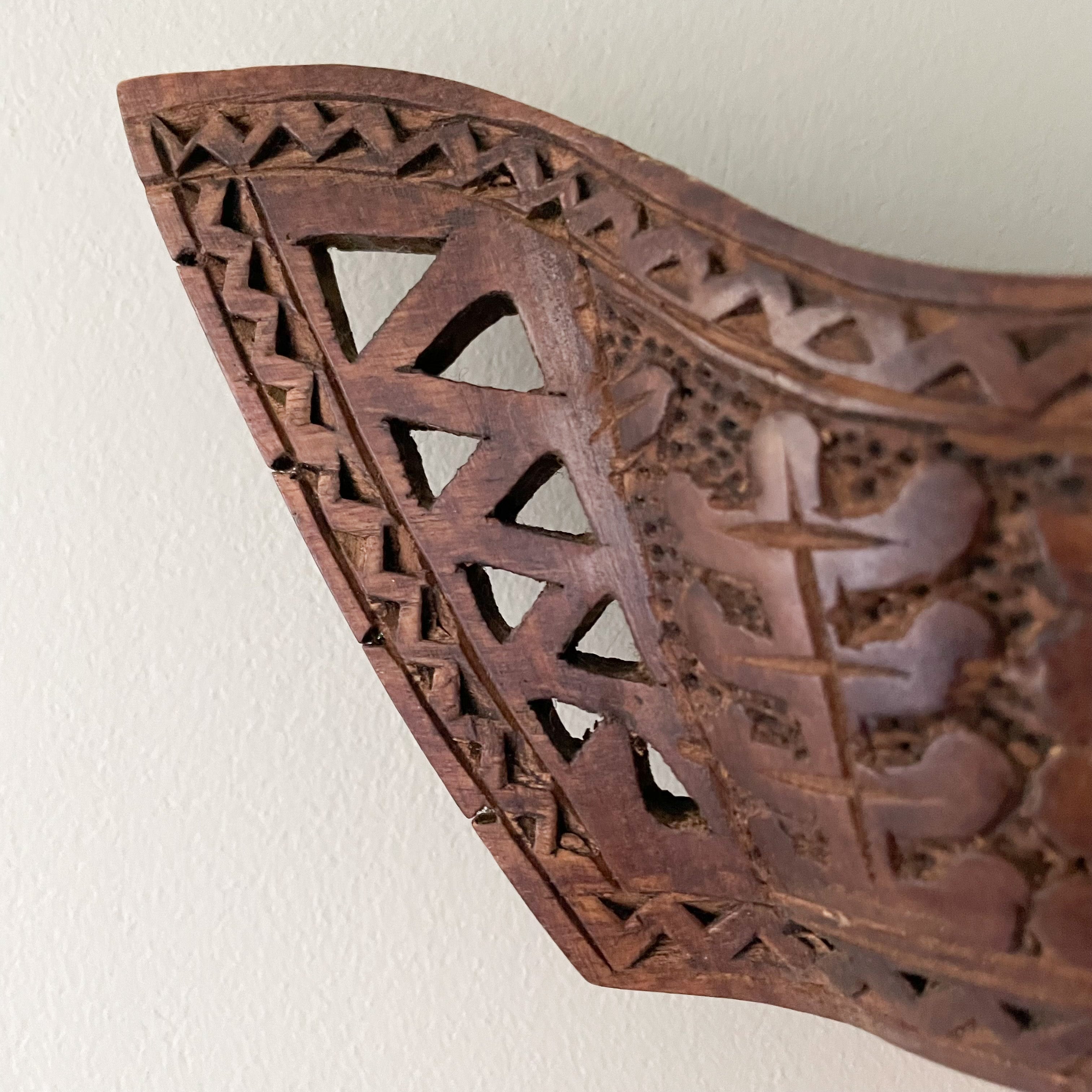 Vintage Scandinavian Kuksa cup hand carved with a stylised acanthus design - Moppet