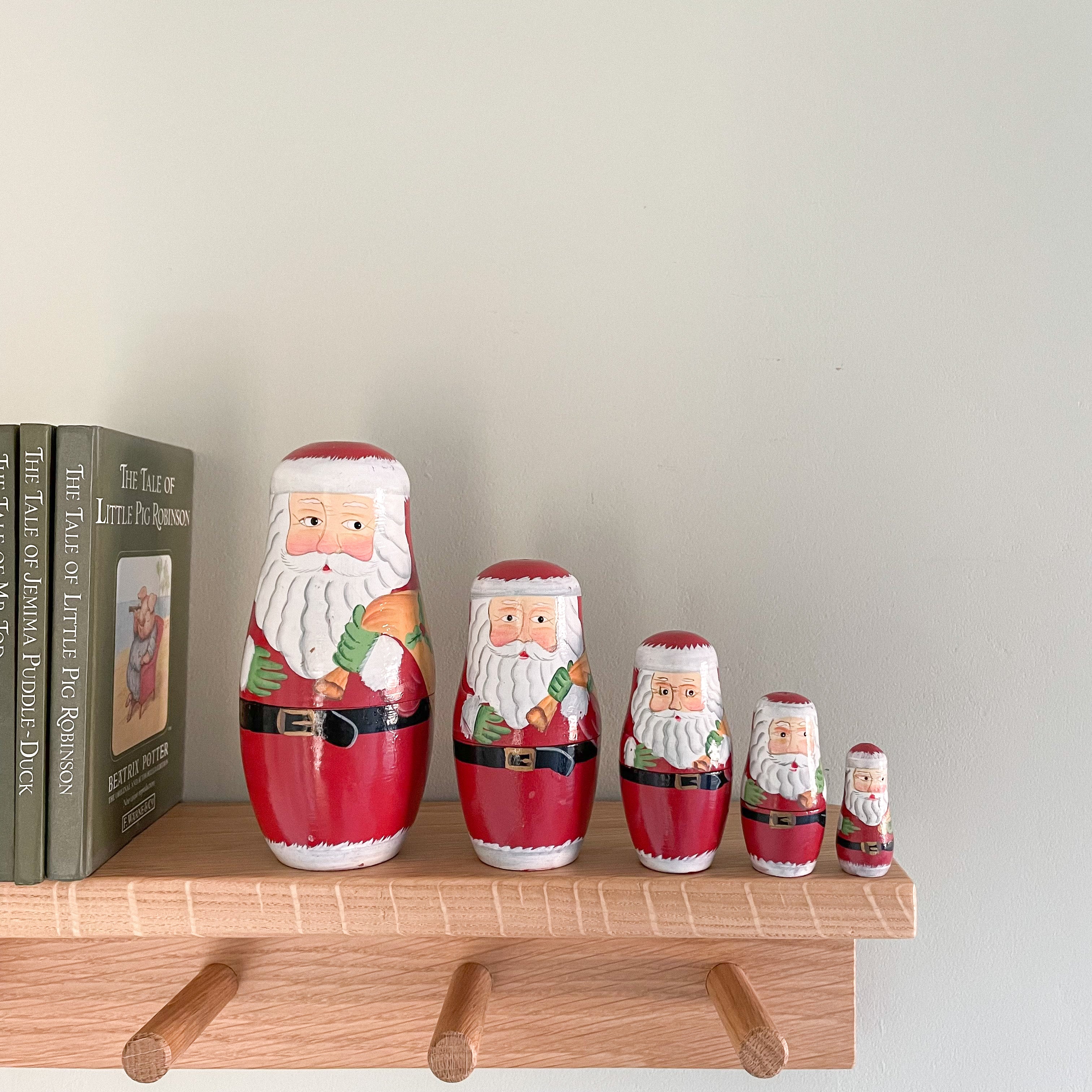 Vintage wooden Father Christmas Santa nesting Russian Matryoshka dolls - Moppet