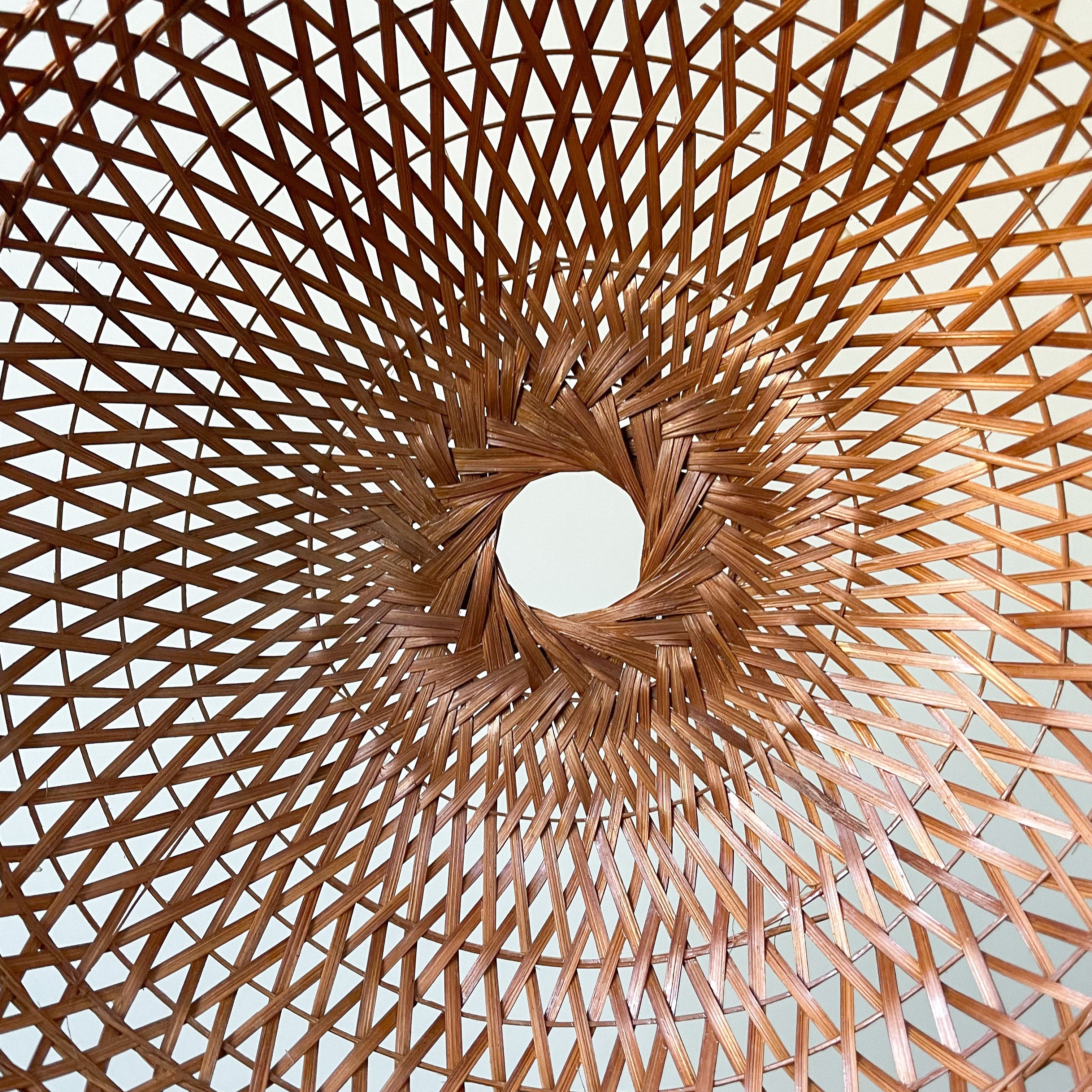 Vintage woven rattan wicker ceiling shade with a wavy edge - Moppet