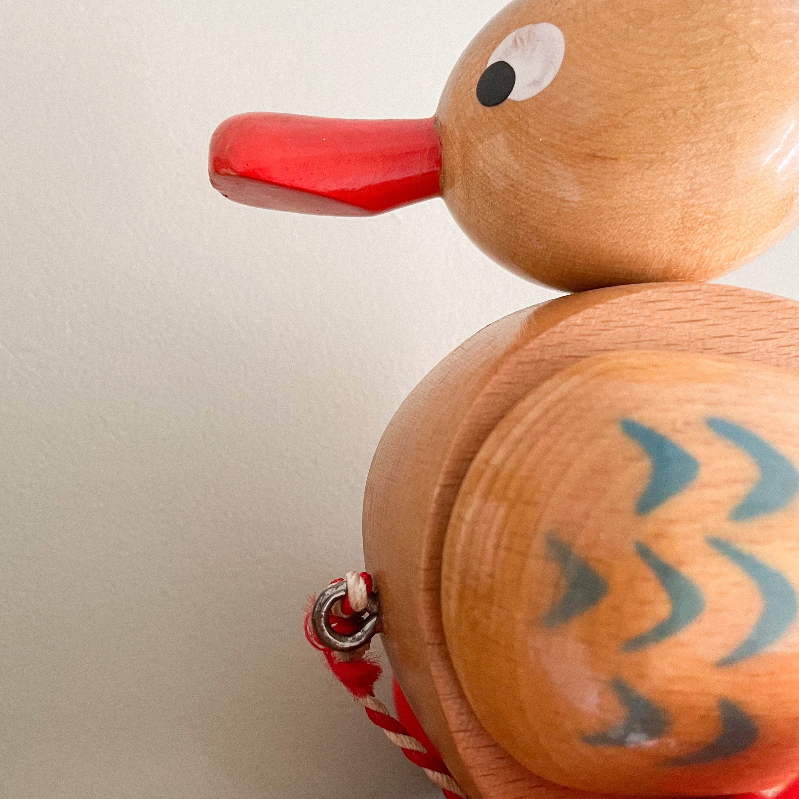 Vintage 1960s Czech wooden duck pull-along toy - Moppet