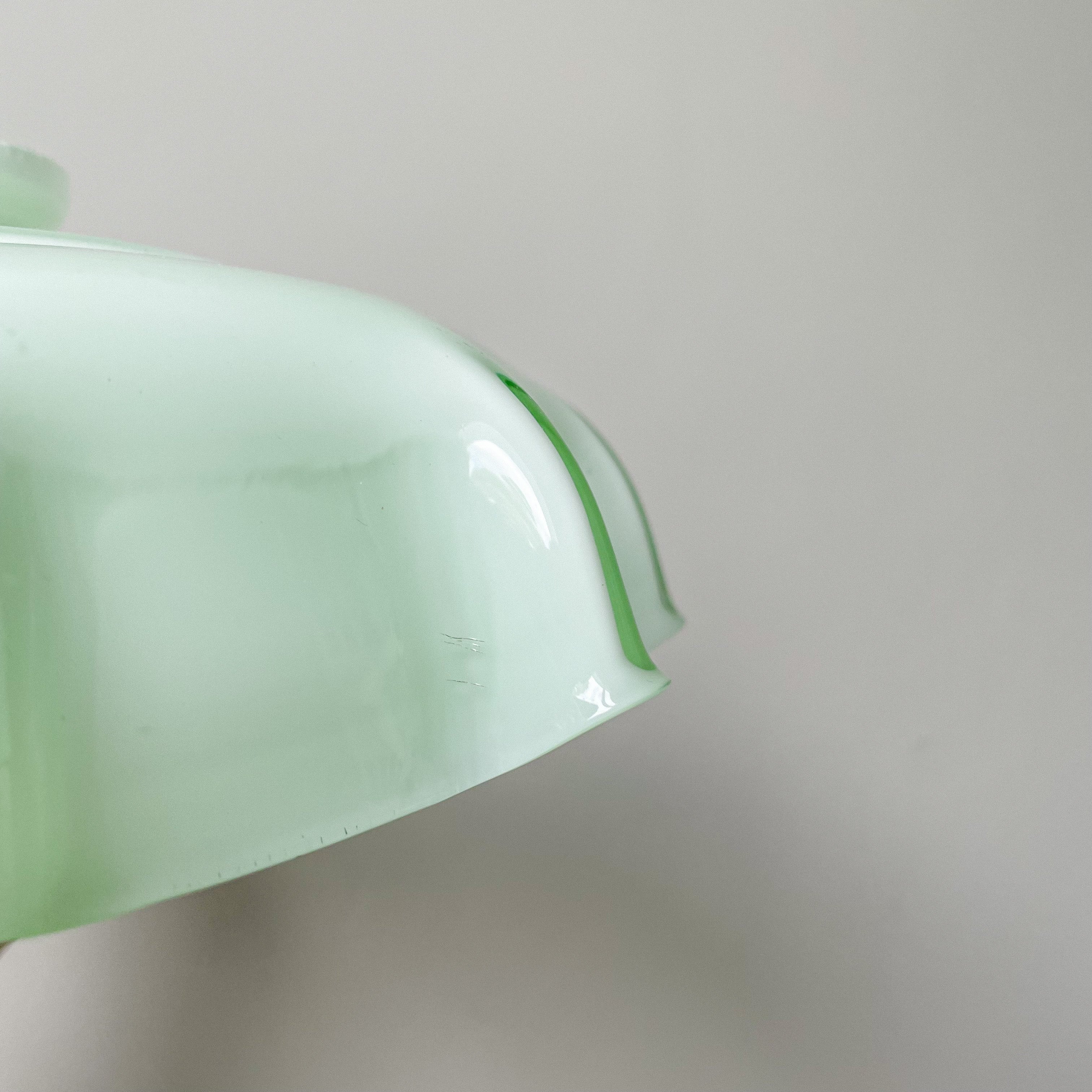 Vintage French rare Art Deco 1920s ceiling shade in a ‘handkerchief’ style with a frilly wavy edge | pale green - Moppet