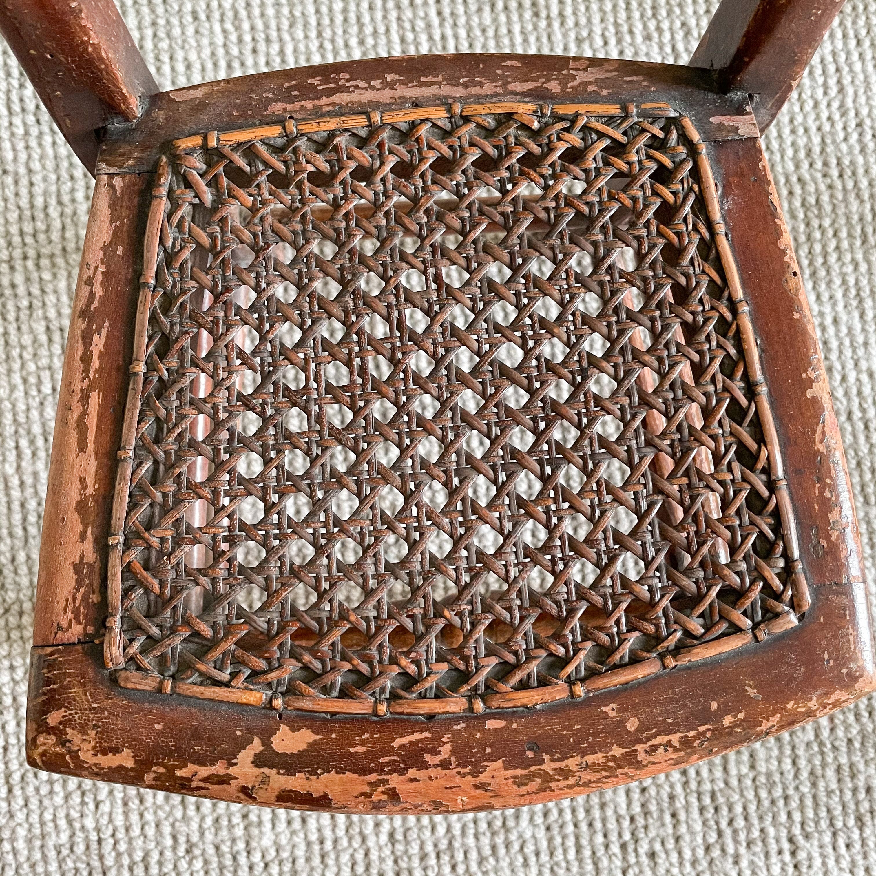 Vintage wooden doll’s chair with cane seat - Moppet