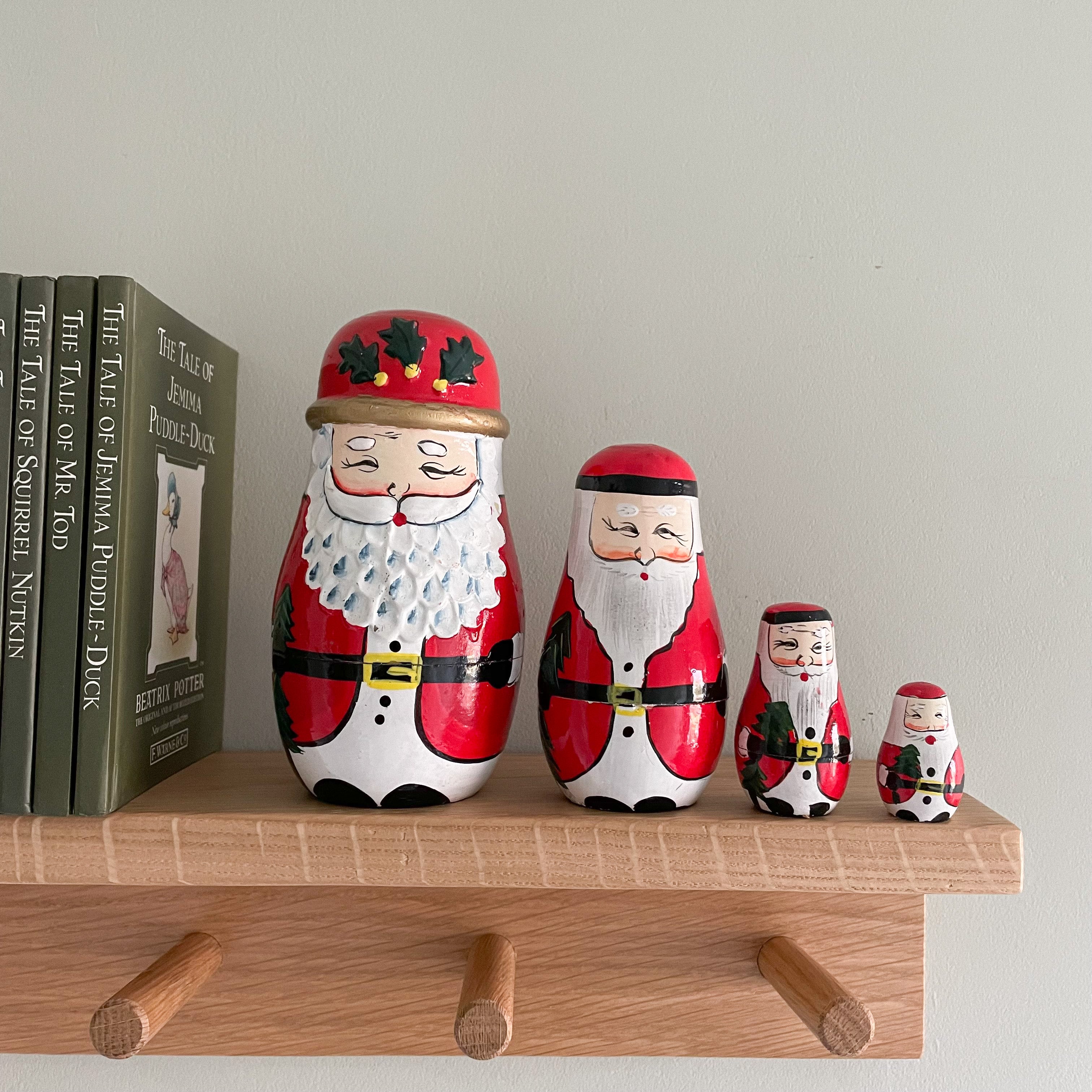 Vintage wooden Father Christmas Santa nesting Russian Matryoshka dolls - Moppet