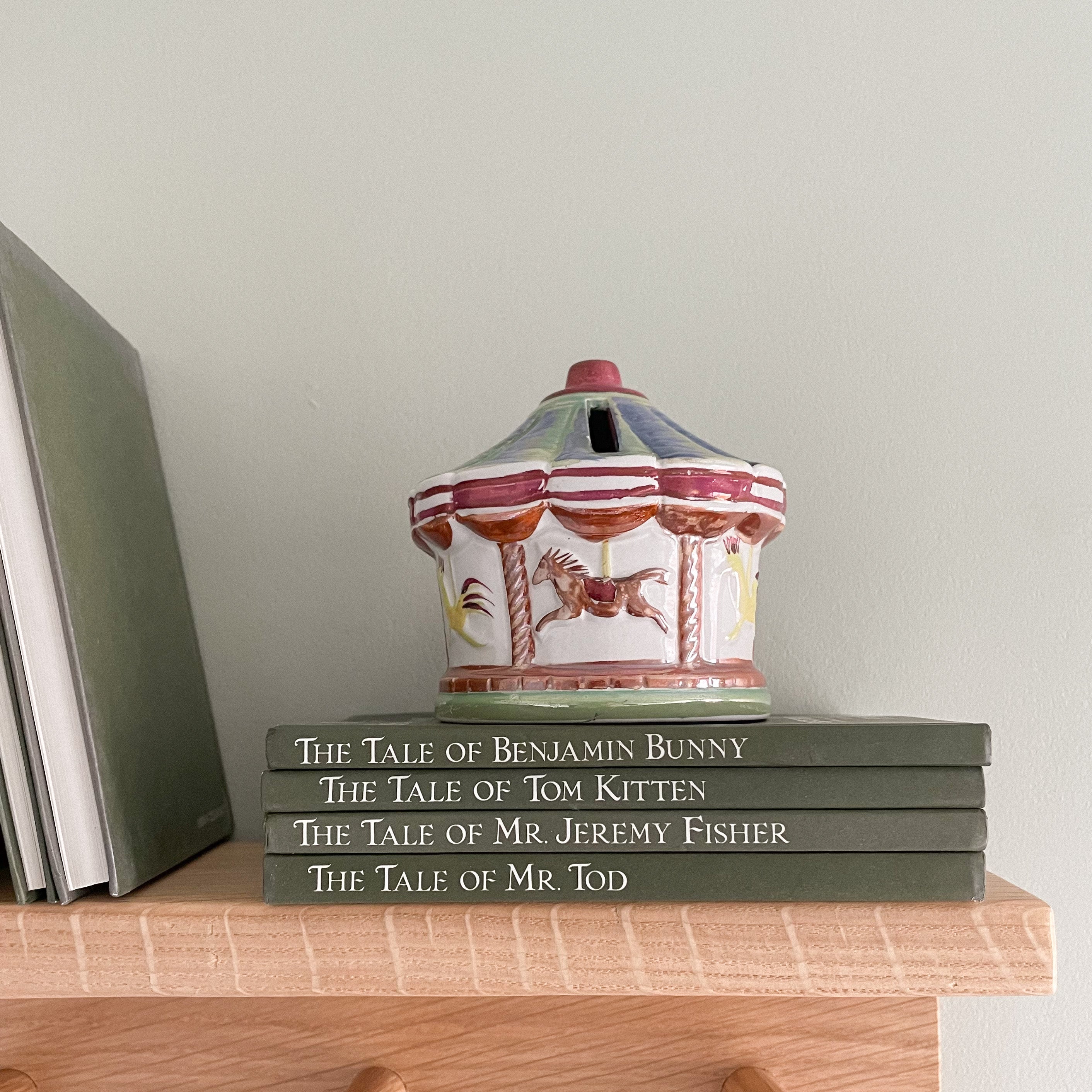 Vintage ceramic carousel piggy bank or money box by Ellgreave - Moppet