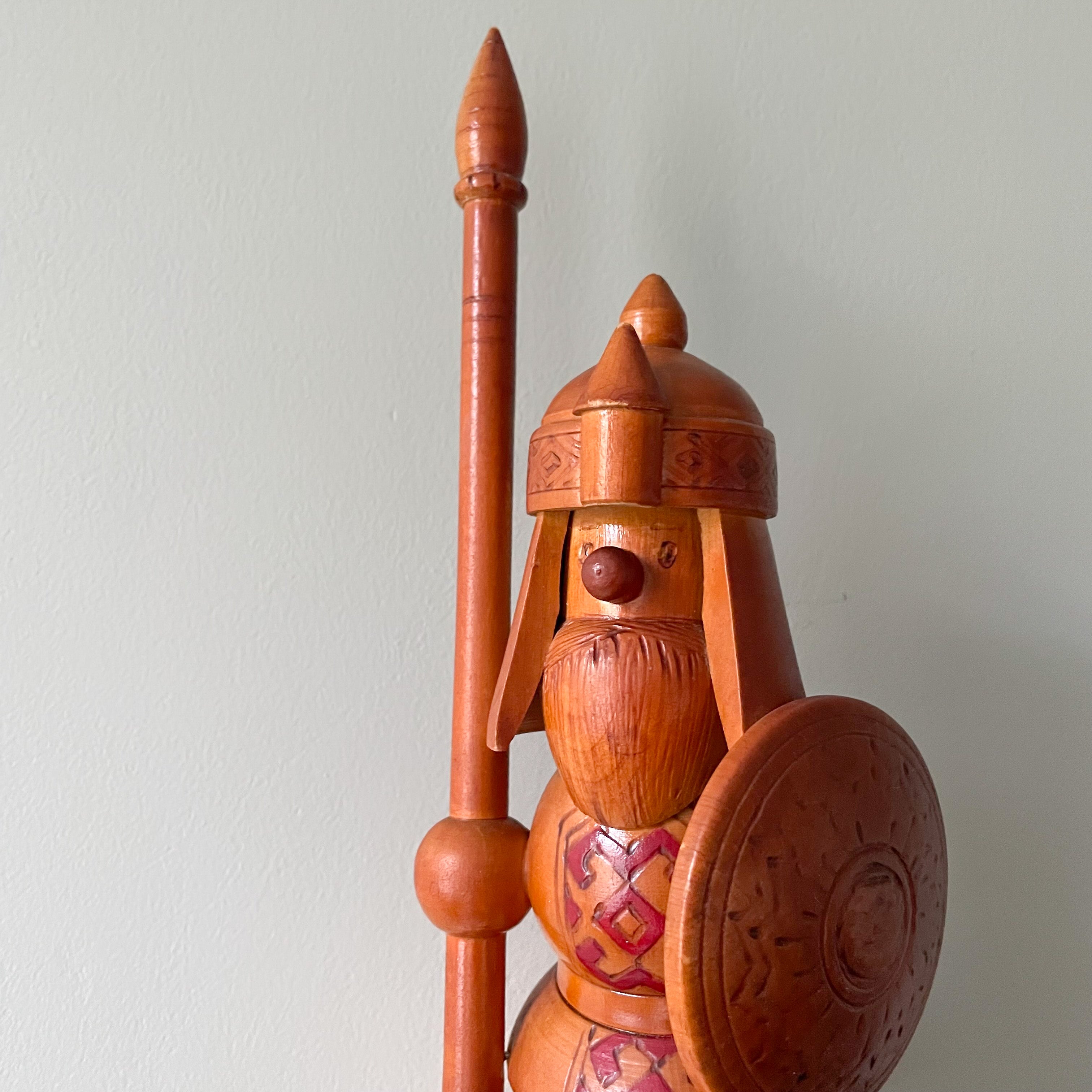 Vintage hand-carved wooden Russian warrior soldiers, made in the USSR - Moppet